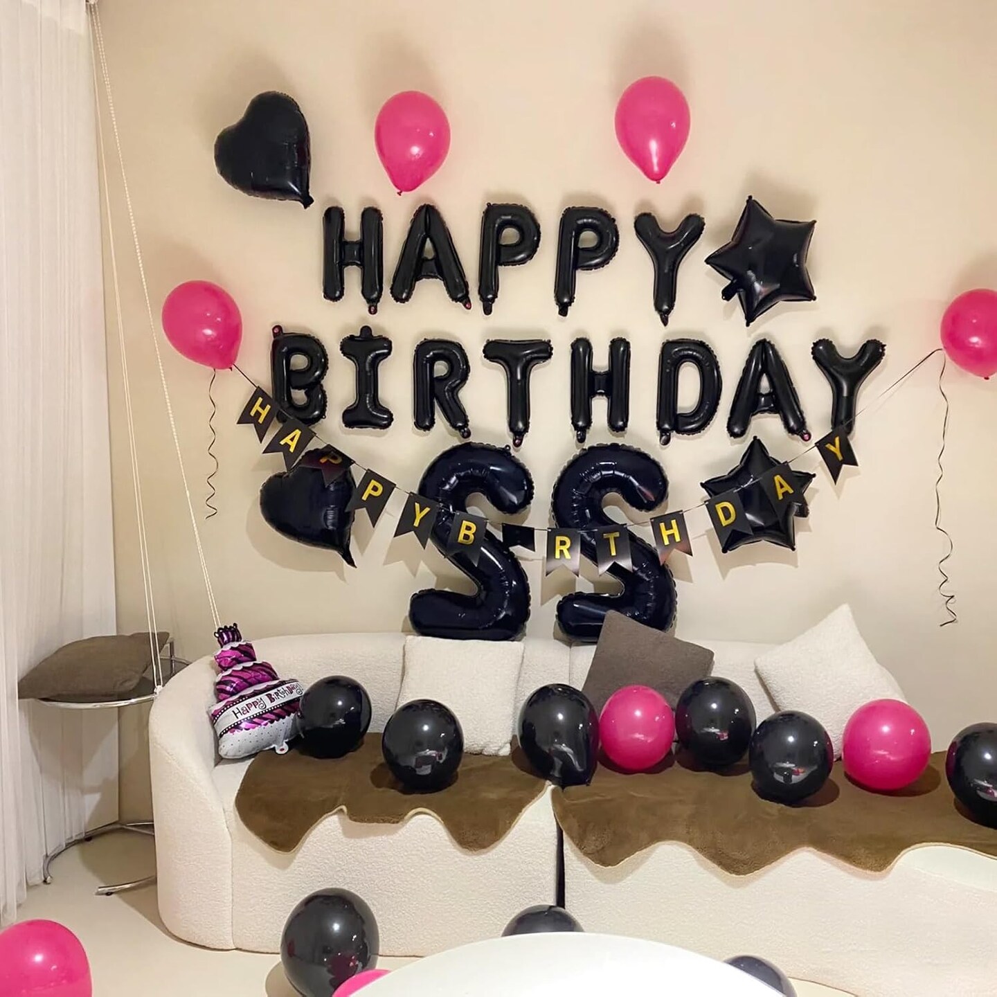 Happy Birthday Balloon Letters - Black, 16 Inch