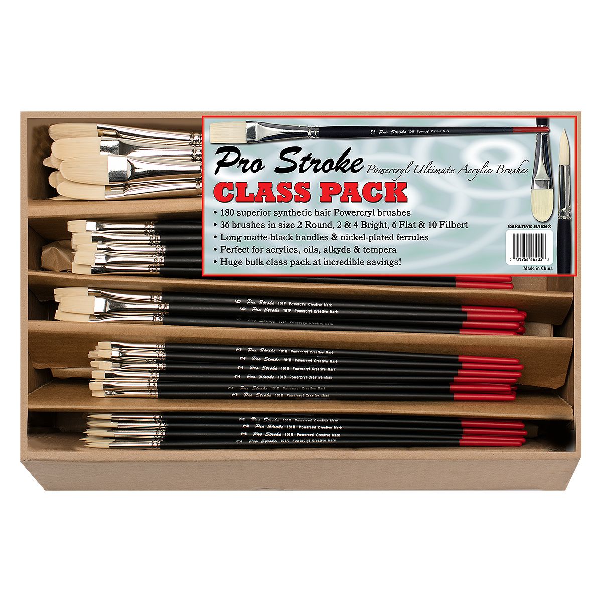 Creative Mark Powercryl Ultimate Acrylic Paint Brushes - Assorted, Artist Paint Brushes, 3 Diameters of Synthetic Hair Filament, Fine Control of Heavy Acrylics, Water Soluble Oils, and More