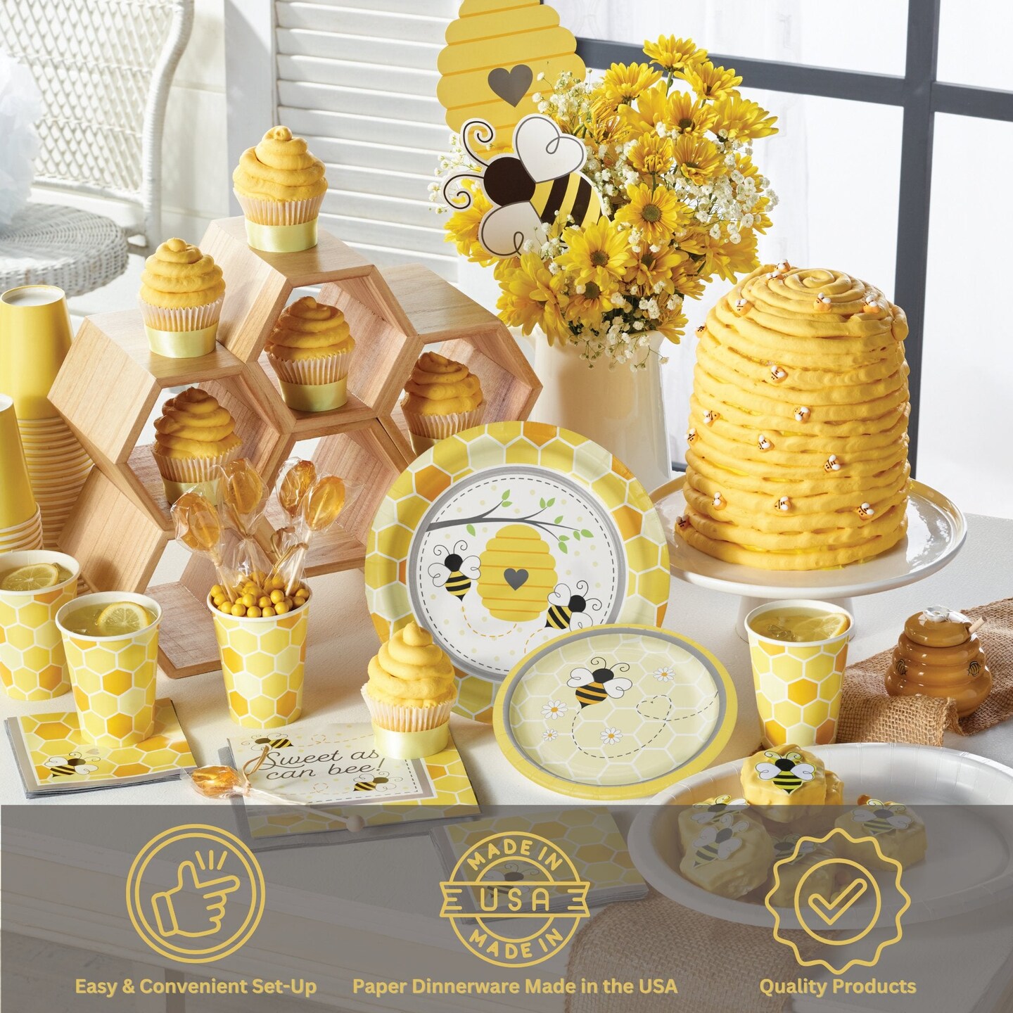 Bumblebee Party Supplies Bundle with Bumblebee Dinner Plates &#x26; Bumblebee Napkins - Serves 16