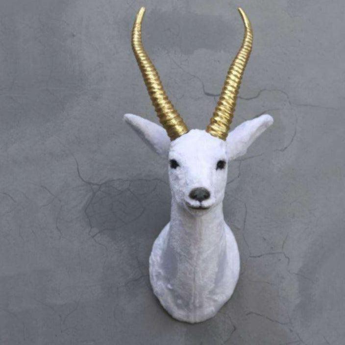 White Gazelle Head Life Size Statue