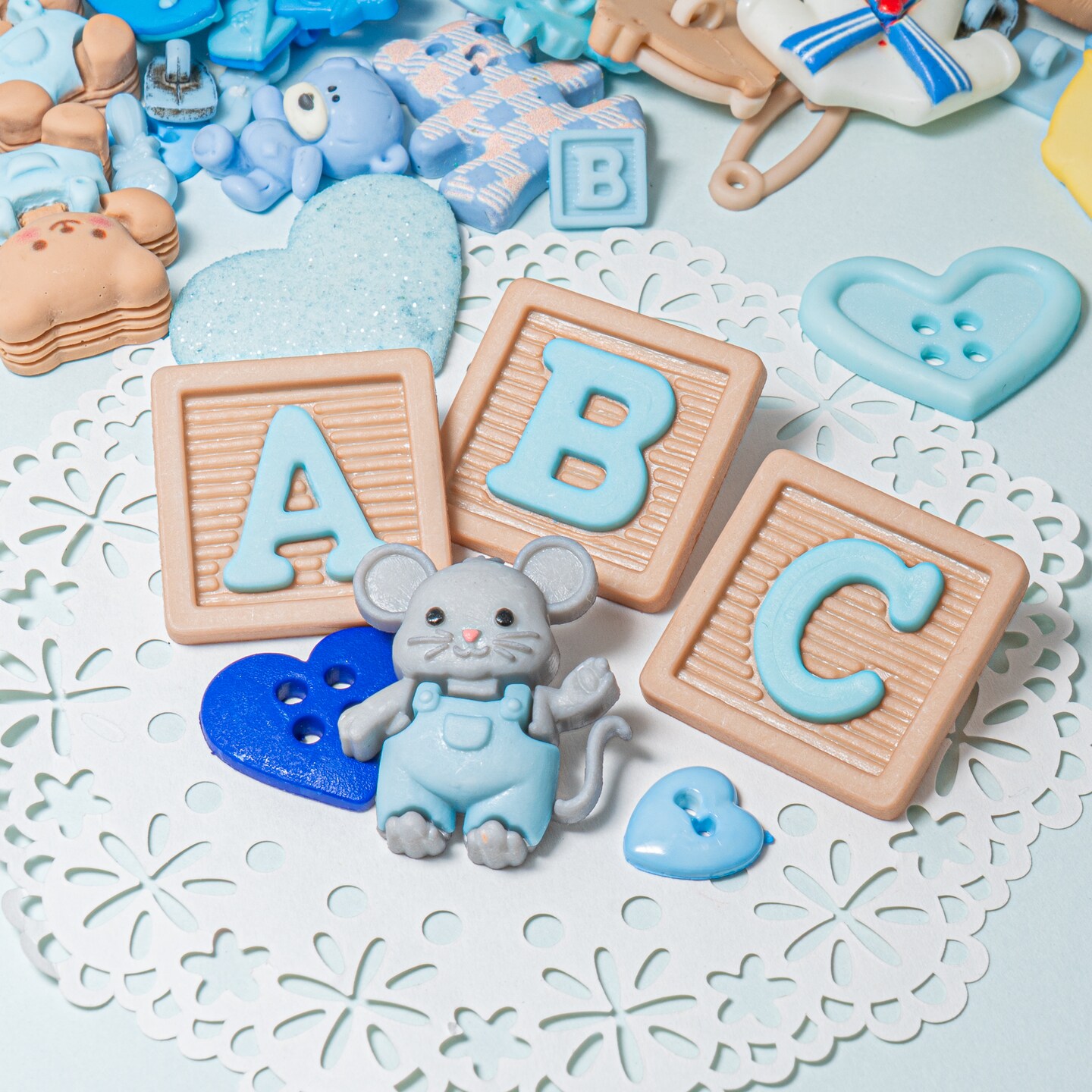 Dress It Up Button Shop 12 Pack Baby Boy Embellishment Bundle, 100 pieces