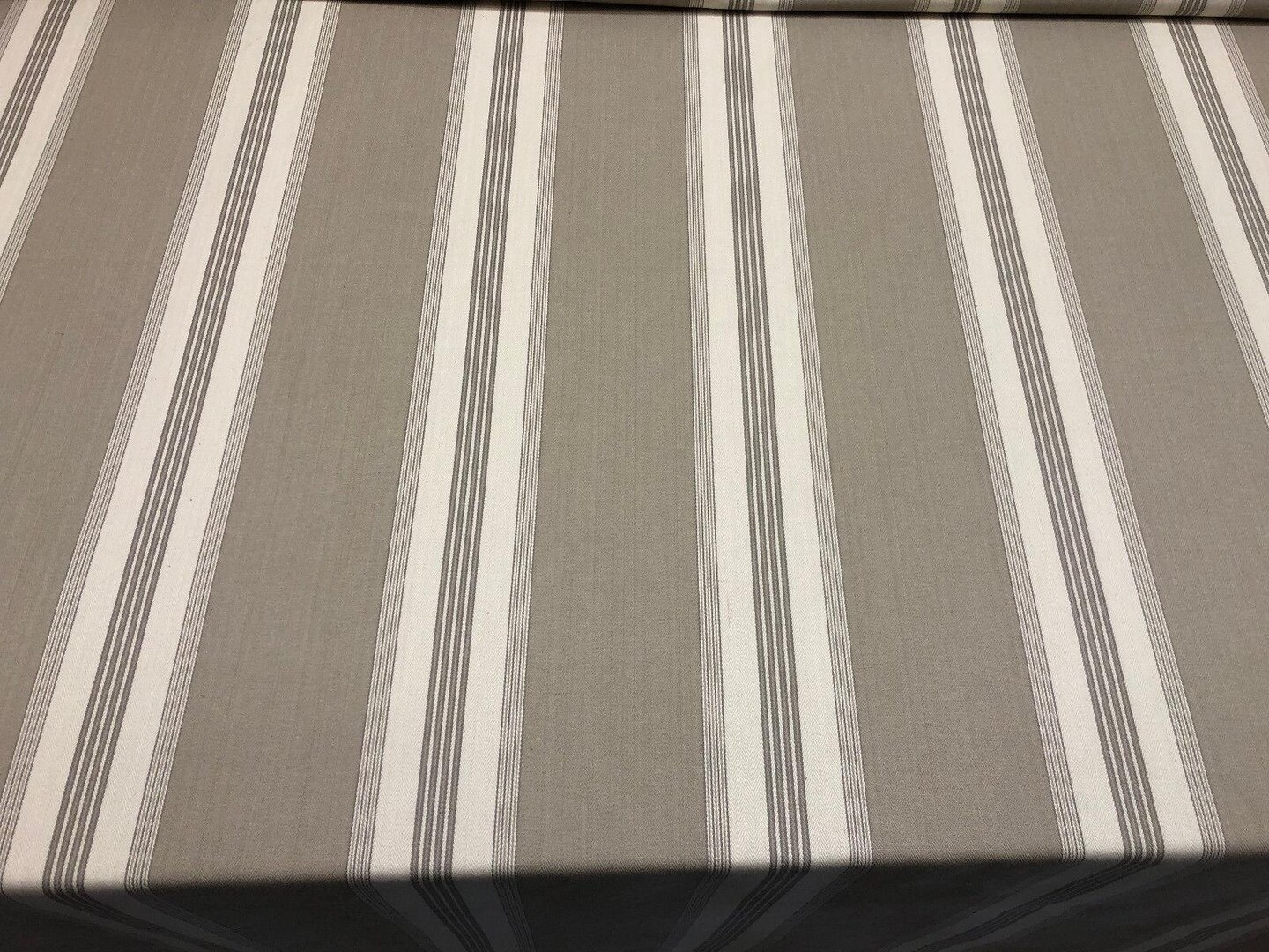 1 Yard Putty French Stripe Cotton Fabric Soft Durable 55" Width 100% Cotton