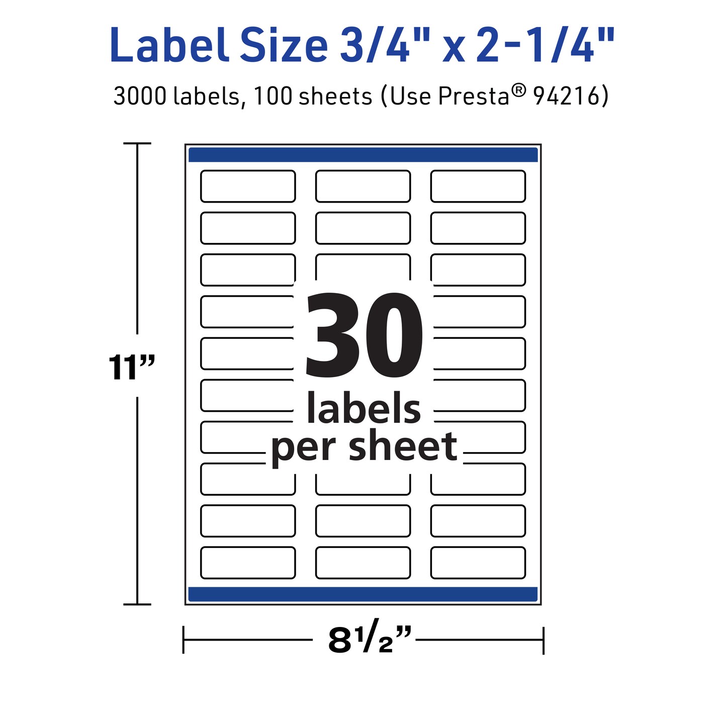 Avery TrueBlock Matte White Paper Labels, 3/4" x 2-1/4" Rectangle
