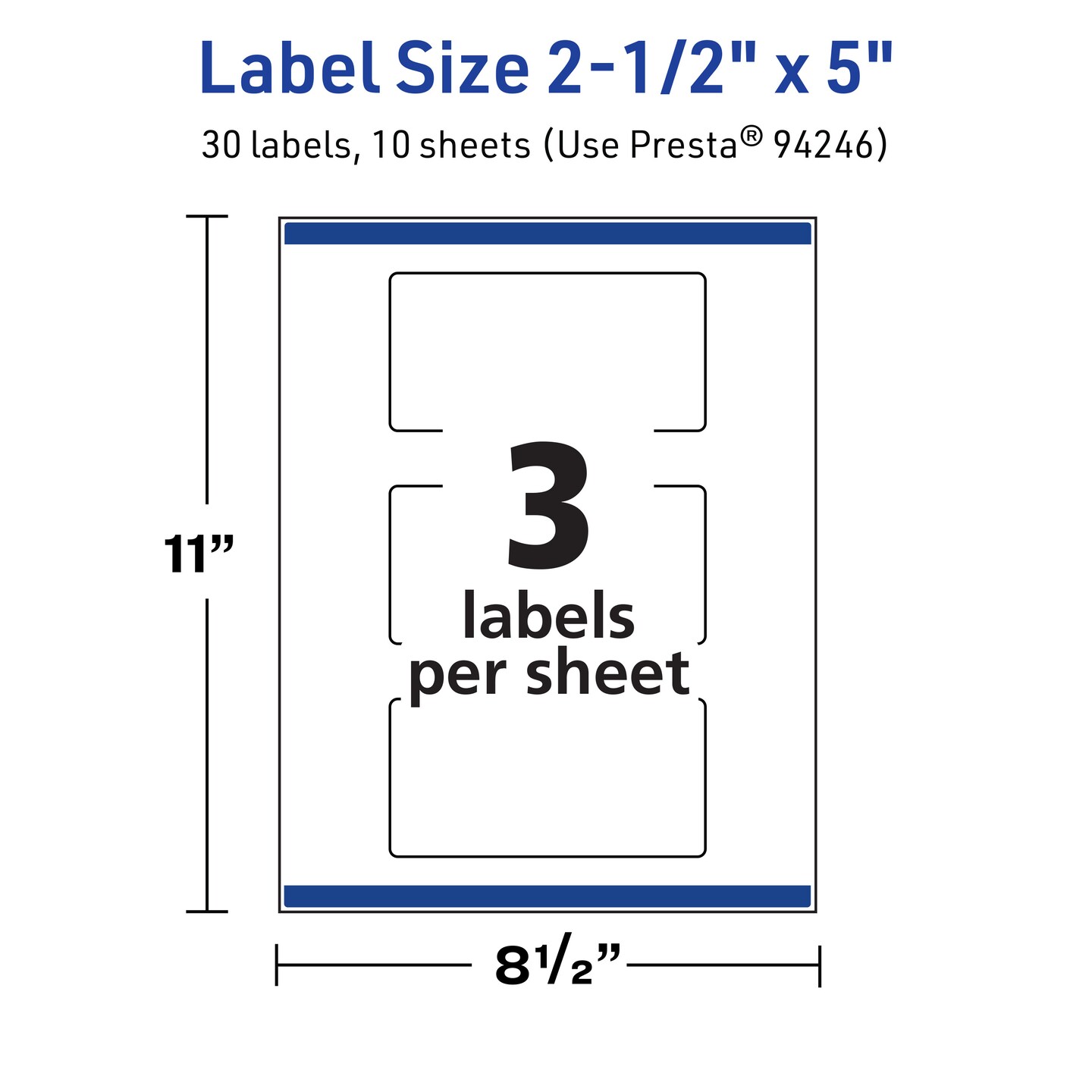 Avery TrueBlock Matte White Paper Labels, 2-1/2" x 5" Rectangle