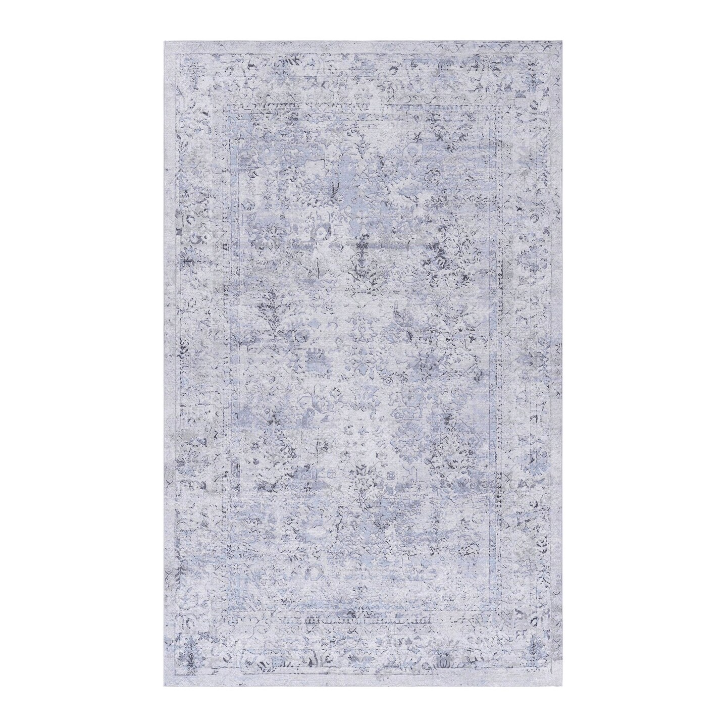 Edge Collections - 2' x 3' - Blue - Machine Washable Area Rug Low-Pile Non-Slip Non-Shedding Foldable Kid and Pet Friendly - 1 Piece