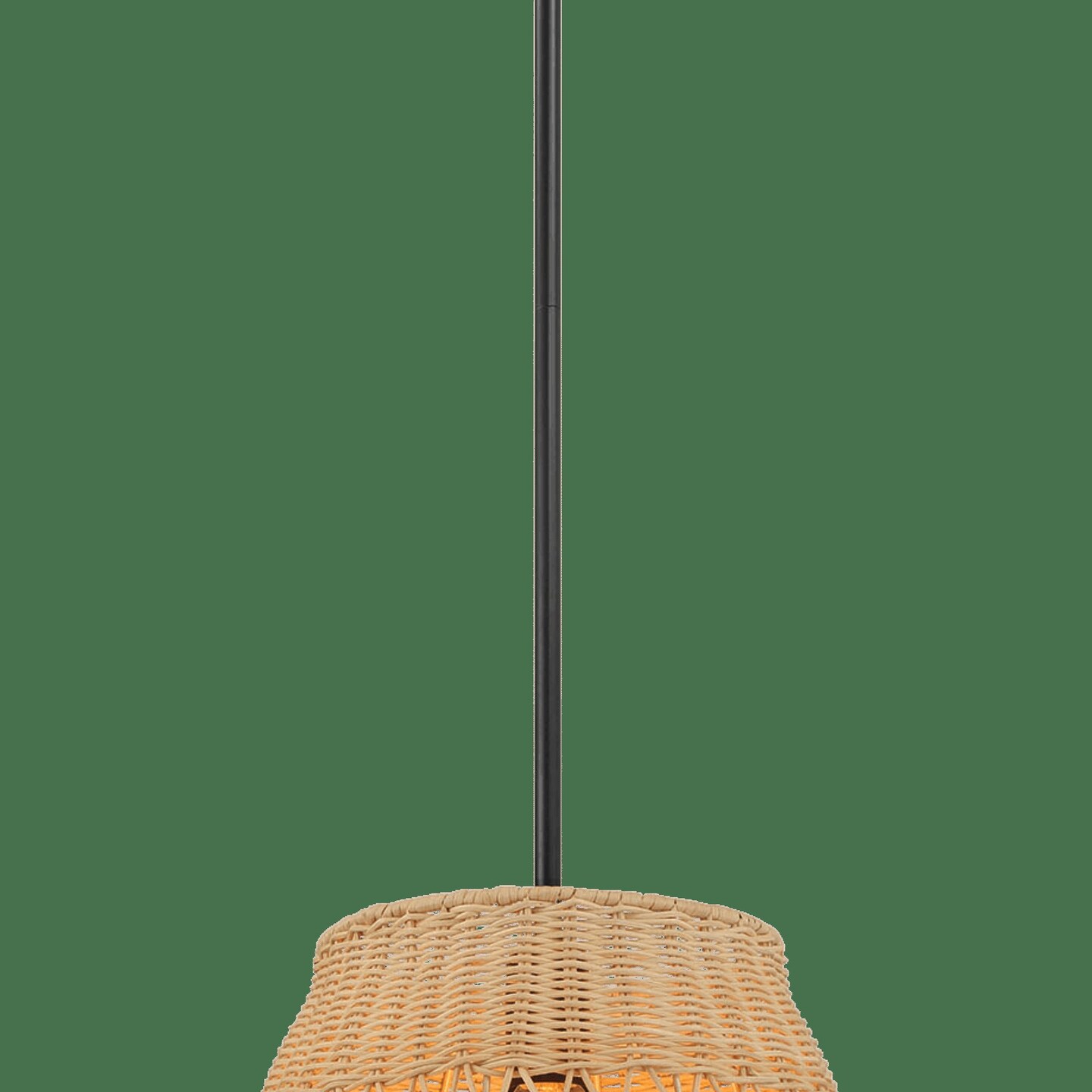 Edge Collections - Black - Essence 1 Light Pendant Rattan Shade Metal Finish - 1 Piece