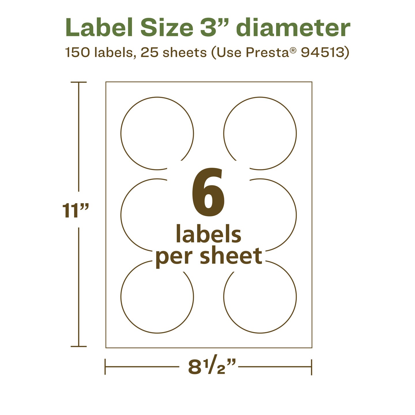 Avery Recycled Matte White Labels,  3&#x22; diameter Round