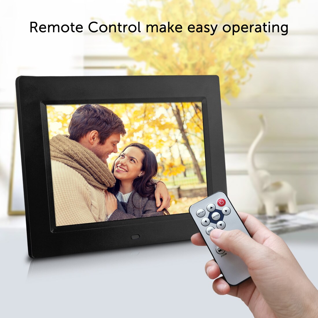 8 Inch Digital Photo Frame, Multimedia Player, Photo/Audio/Video with Built-In Storage, USB Port, and SD Card Slot