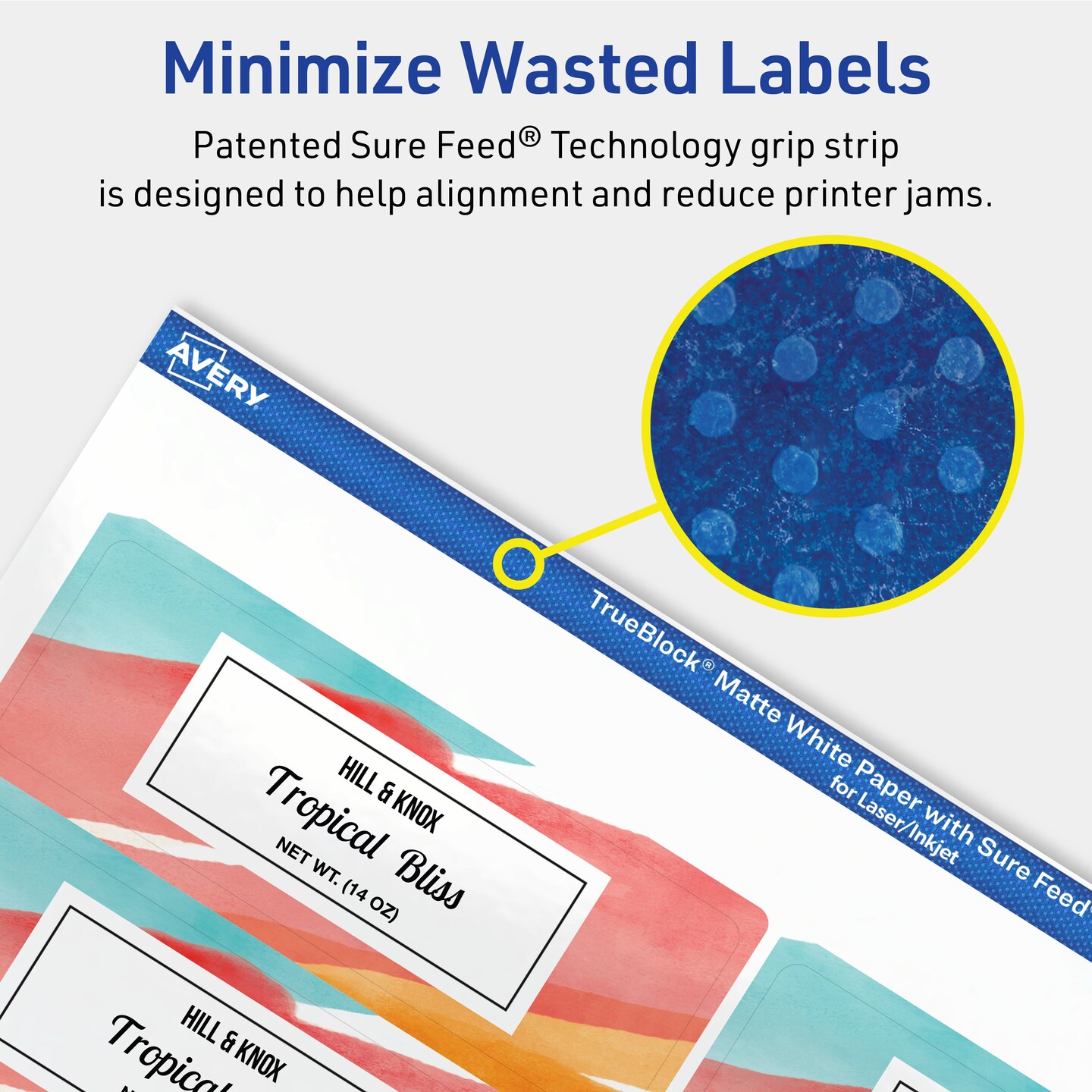 Avery TrueBlock Matte White Paper Labels, 1-1/4" x 3-3/4" Rectangle