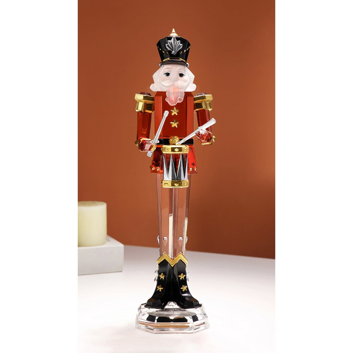 Icy Giftware Set of 3 Christmas Drummer Nutcracker - 12" - Red and Clear