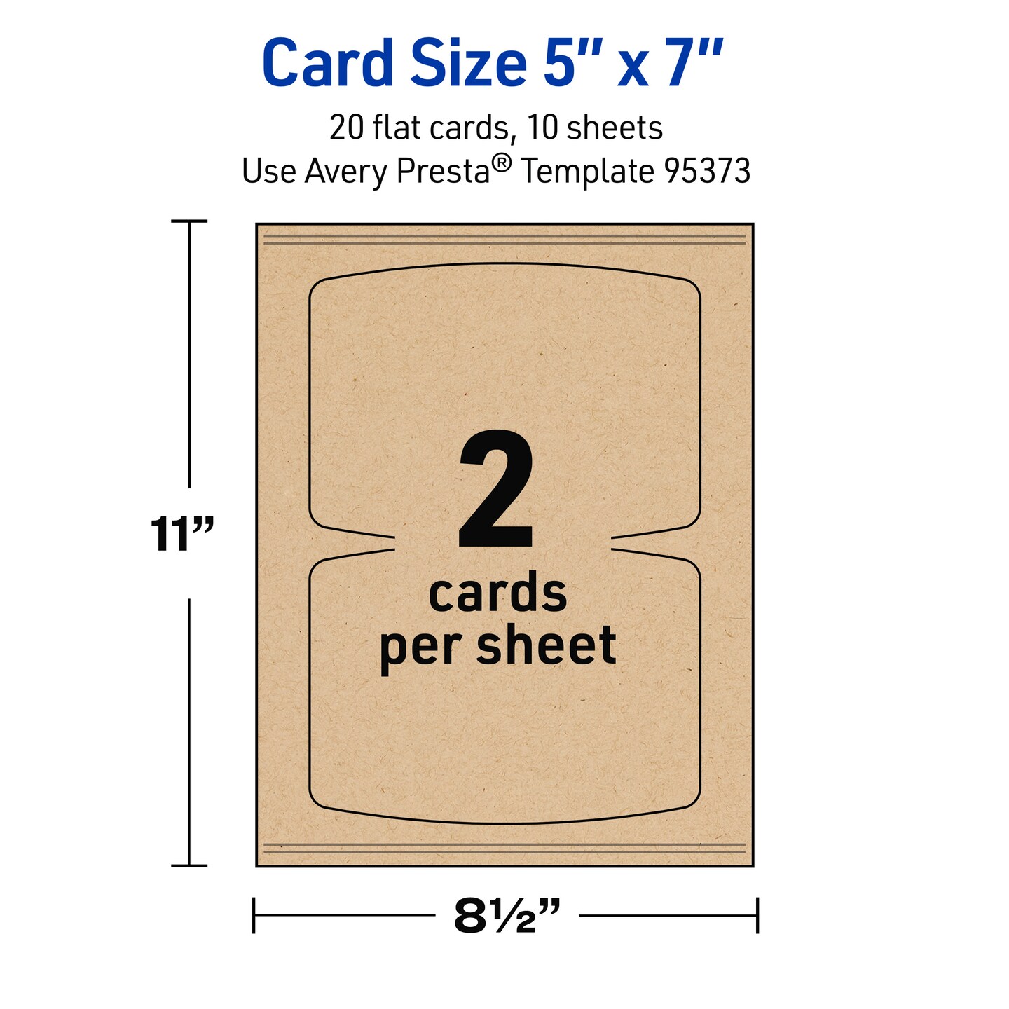 Avery Printable Arched Rectangle Flat Cards, Sure Feed Technology, 5" x 7", Matte Kraft Brown Cardstock, Laser/Inkjet Printable, 20 Total, Great for Product Branding, Marketing, and More