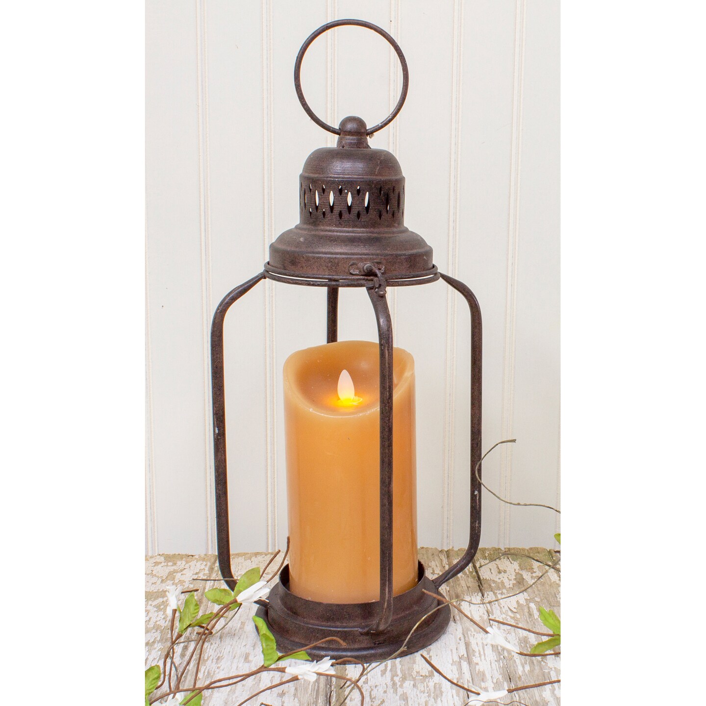Contemporary Home Living 16" Rustic Brown Metal Pillar Candle Holder
