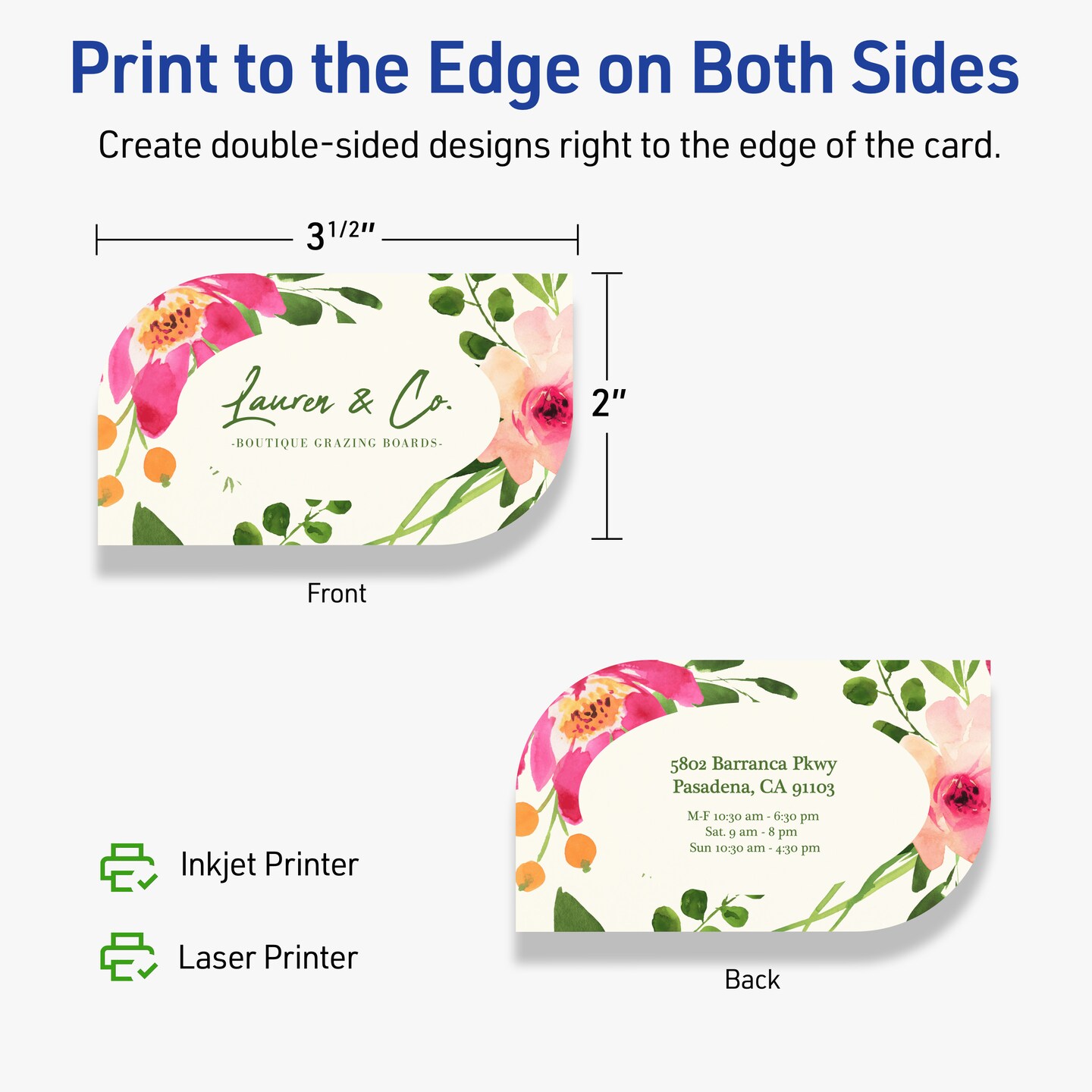 Avery Printable Leaf Business Cards, Sure Feed Technology, 2" x 3-1/2", Matte Ivory Cardstock, Print-to-The-Edge, Laser/Inkjet Printable, 80 Total