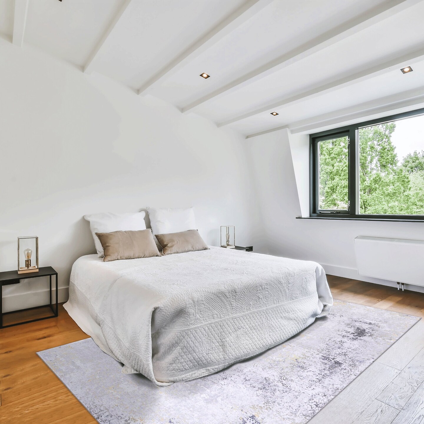 Edge Collections - 3' x 5' - Gray - Washable Low-Pile Non-Slip Non-Shedding Foldable Kid & Pet Friendly - 1 Piece