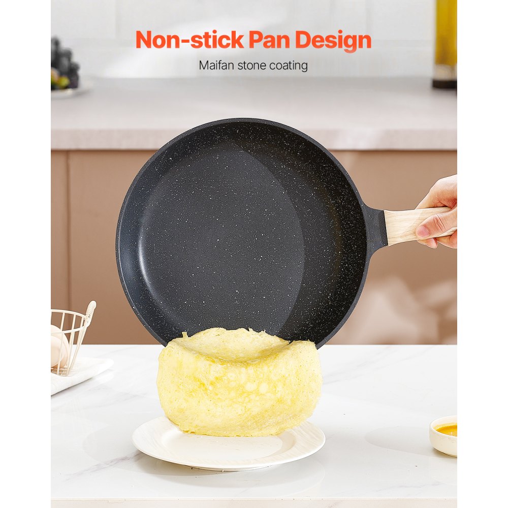 Nonstick Cookware Set, Granite Induction Kitchen Pots and Pans with Lids