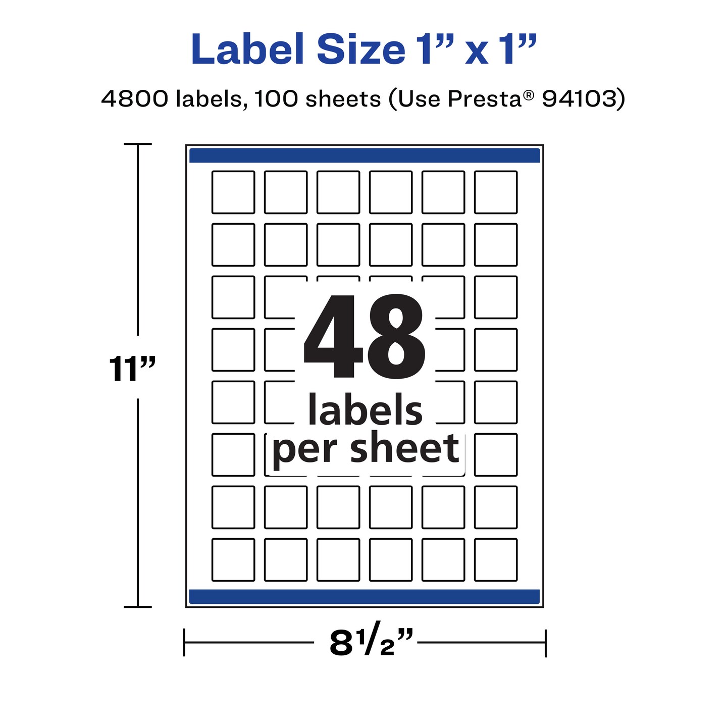 Avery Durable Waterproof Square Labels with Sure Feed, 1" x 1"