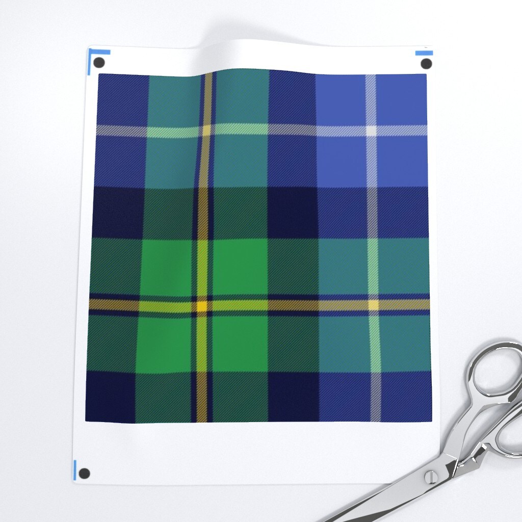 Tartan Blue Green Plaid Scottish Custom Printed Fabric by Spoonflower Various Fabrics by the Yard or Fat Quarter