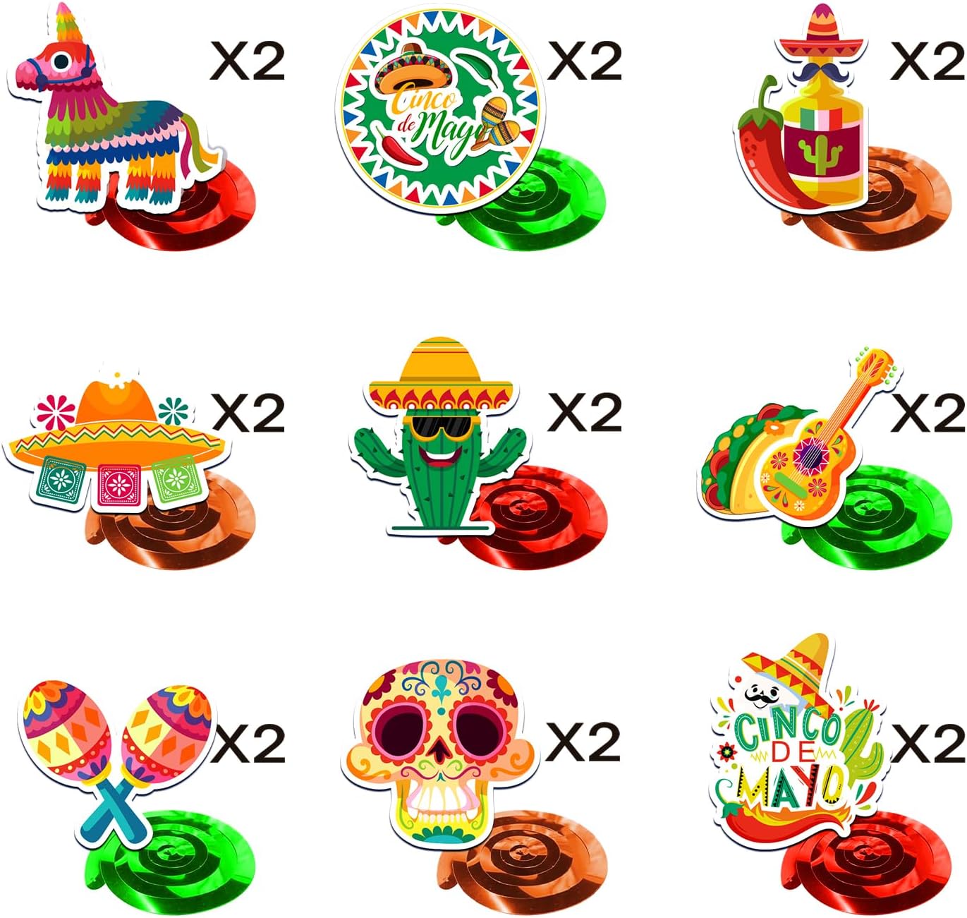 36PCS Cinco De Mayo Hanging Swirl Decorations – Mexican Fiesta Party Swirls with Double-Sided Cutouts in Vibrant Colors for Party Ceiling & Room Decor