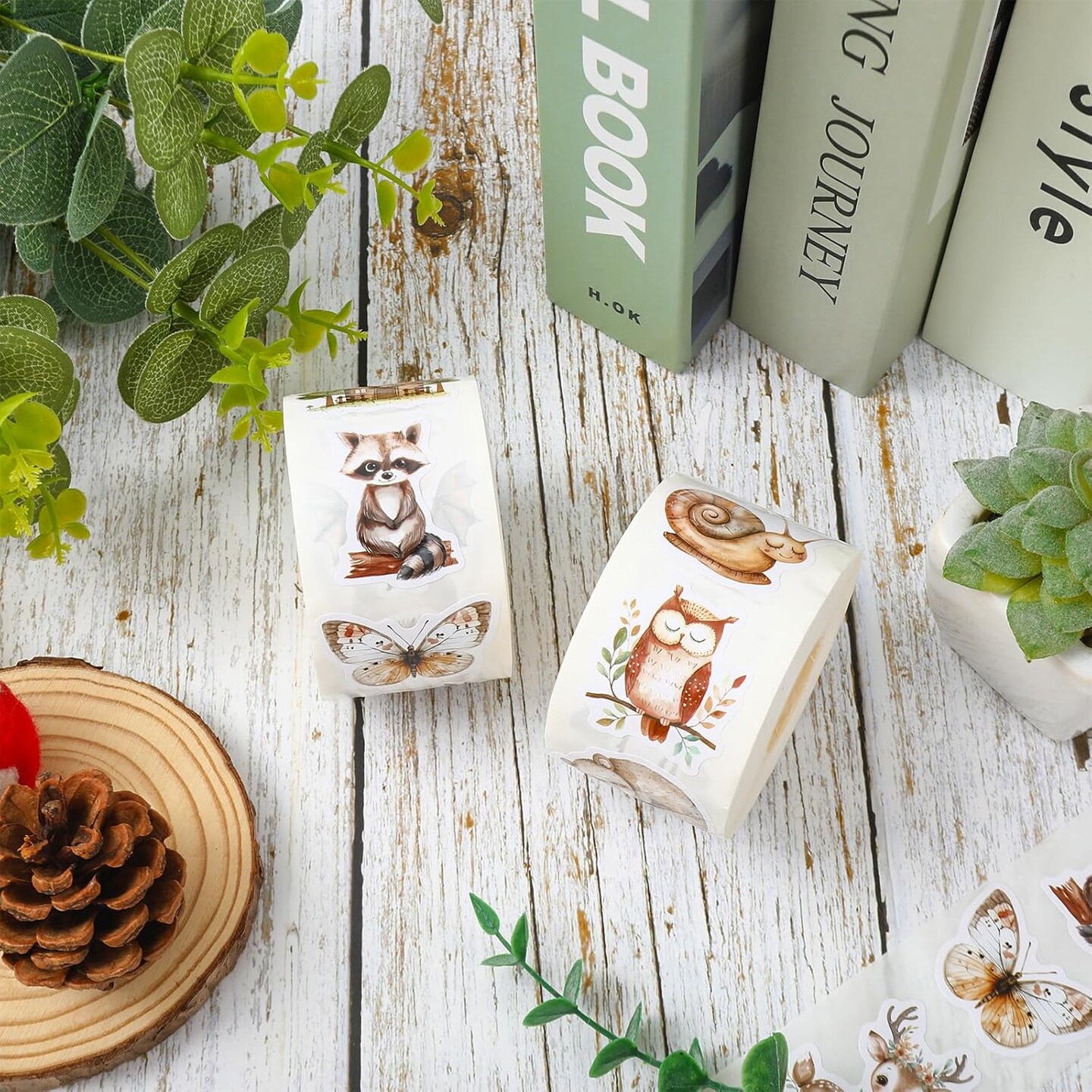 1000PCS Woodland Animal Stickers Roll – Watercolor Forest Animal Stickers for Envelope Seals, Gift Bags, Scrapbooks, Cards & Party Favors
