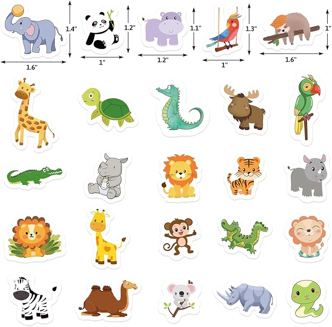 200 Pcs Animal Foam Stickers for Kids, Self‑Adhesive Jungle Safari Zoo Foam Labels for Back‑to‑School Crafts, Scrapbooking & Party Favor Decorations