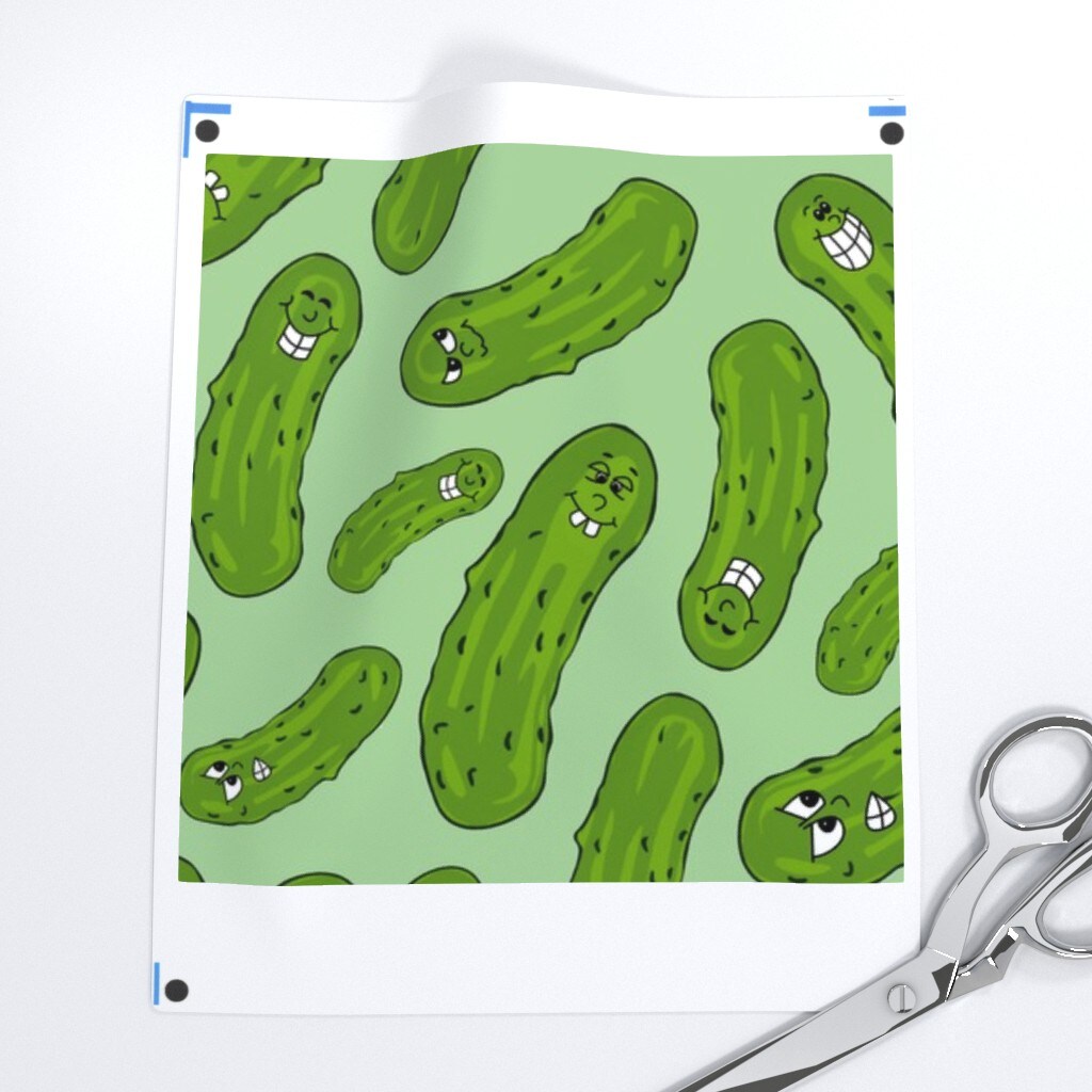 Pretty Pickles Pickled Cucumbers Jars Faces Custom Printed Fabric by Spoonflower Various Fabrics by the Yard or Fat Quarter
