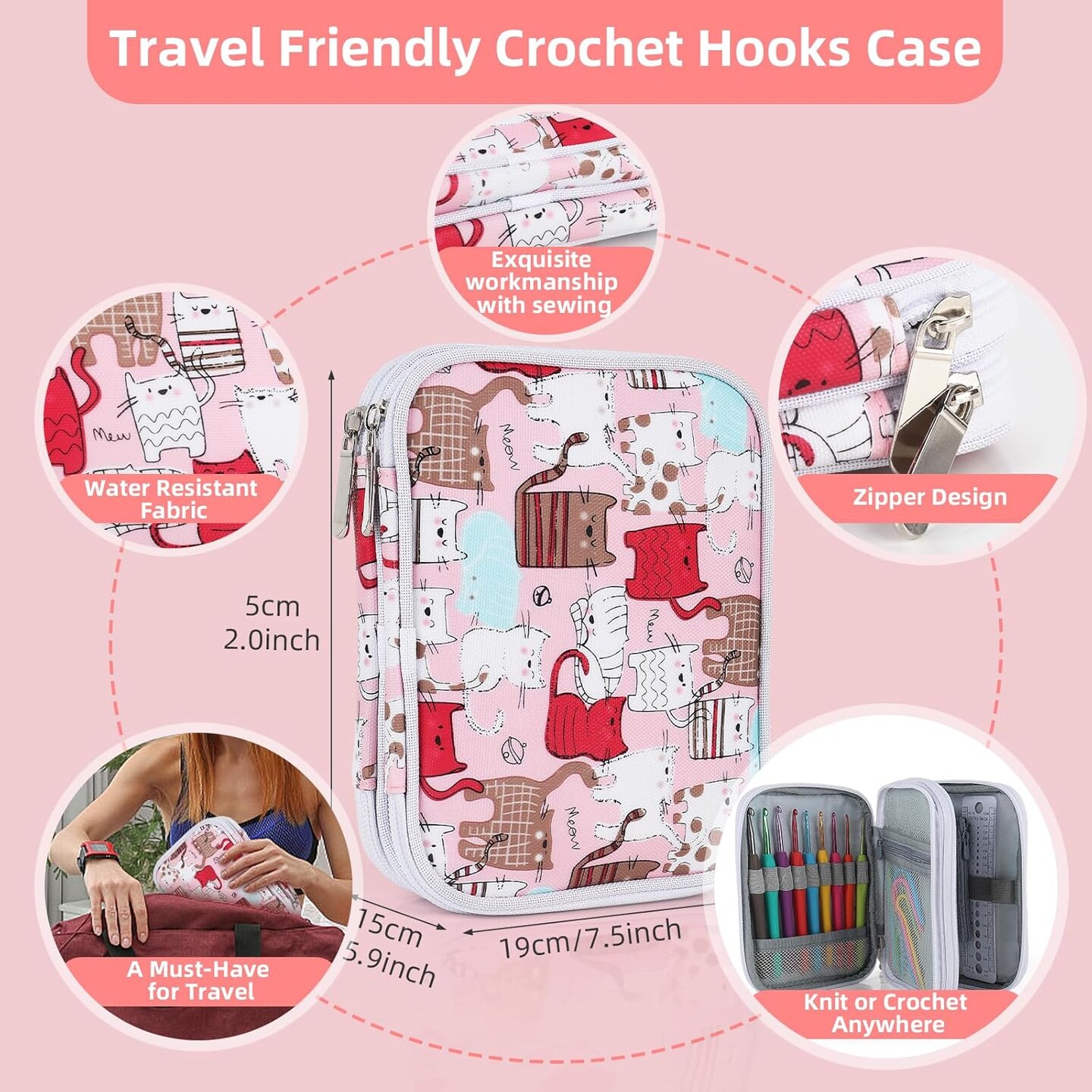 Beginner Crochet Kit for Adults & Kids – 382 Yards Cotton Yarn, Hooks, Safety Eyes & Accessories, DIY Crochet Animal Kit with Tutorials and Portable Storage Bag