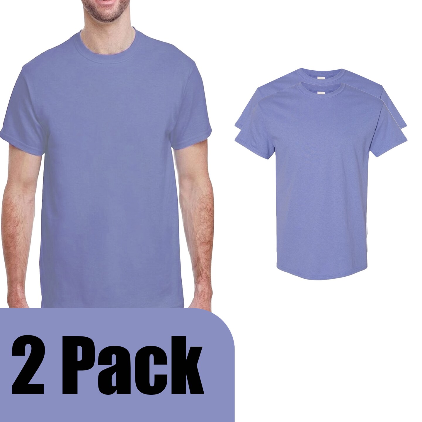 Gildan Heavy Cotton Crewneck T-Shirt Craft Bundle, Unisex Violet Short Sleeve Blanks for DIY Printing