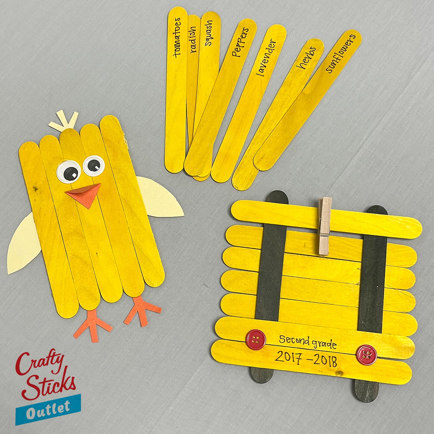 CraftySticks 6 Inch Jumbo Wood Popsicle Sticks for Crafts and STEM Learning