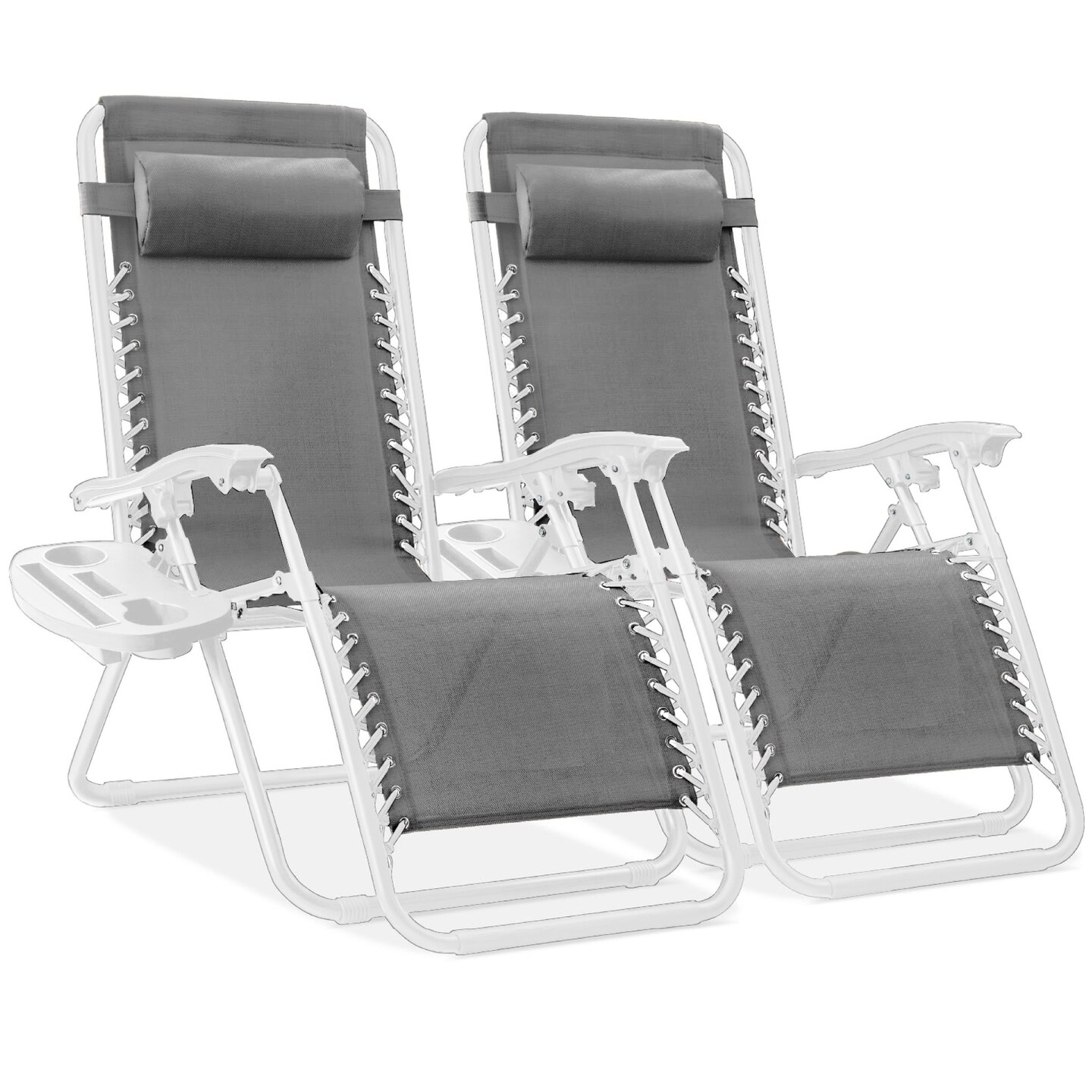 Best Choice Products Set of 2 Zero Gravity Lounge Chair Recliners for Patio, Pool w/ Cup Holder Tray