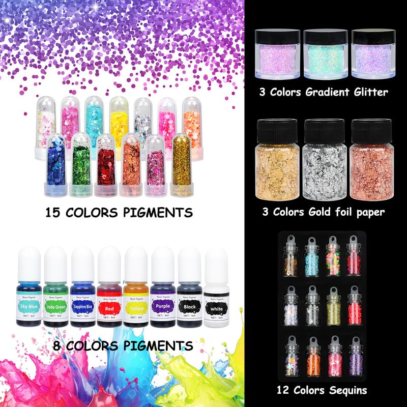UV Resin Jewelry Making Kit - 500g Crystal Clear UV Resin, Large Light with 22 Beads and Jewelry Molds, Fast Curing for Keychains, Earring Making, DIY Craft Decorations