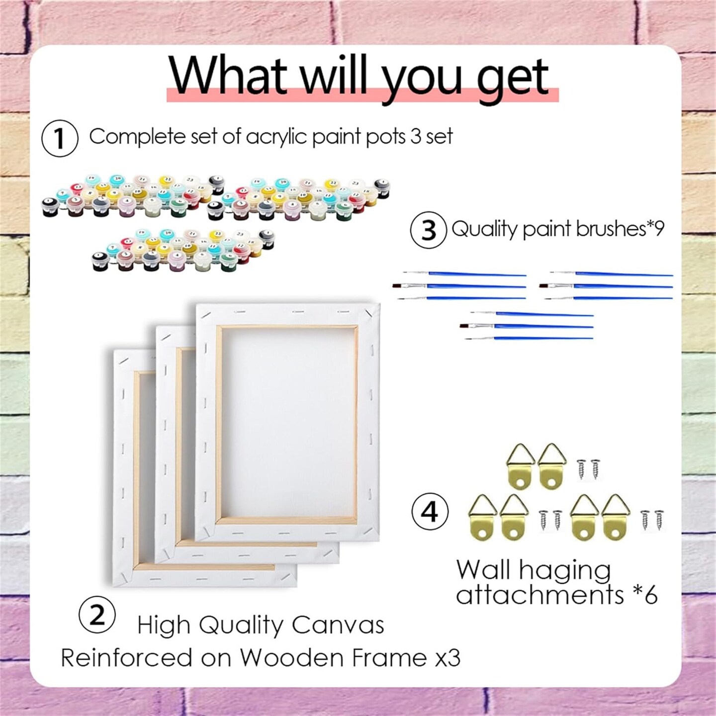 Paint By Numbers Potted Plants Kit for Adults Beginners – 3 Pack Wooden Framed DIY Acrylic Canvas Painting Set, Easy Green Botanical Wall Art Crafts for Home Decor & Gift