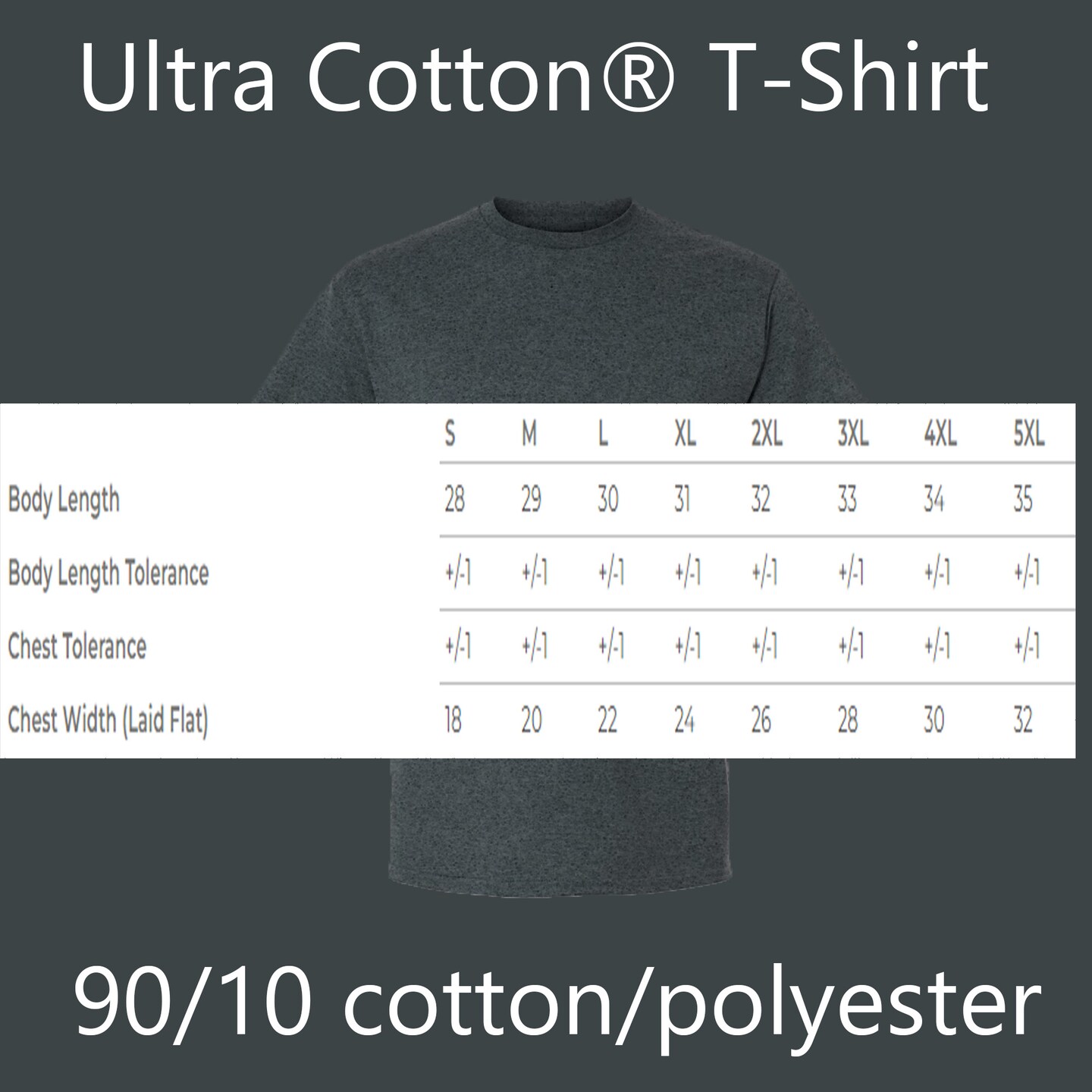 Gildan Unisex Ultra Cotton Fabric Craft T-Shirt, Rib Collar Dark Heather Crewneck Tee