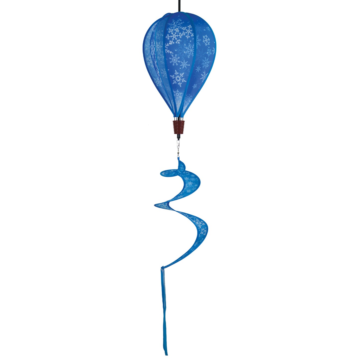 In the Breeze 0989 - Snowflakes Hot Air Balloon - 6 Panel Spinning Balloon - Outdoor Winter Hanging Decoration