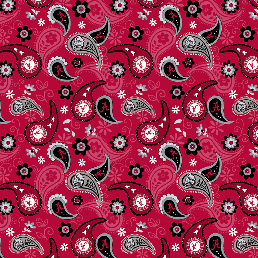 Fabric Sykel Enterprises University of Alabama Paisley by the Quarter Yard AL1200