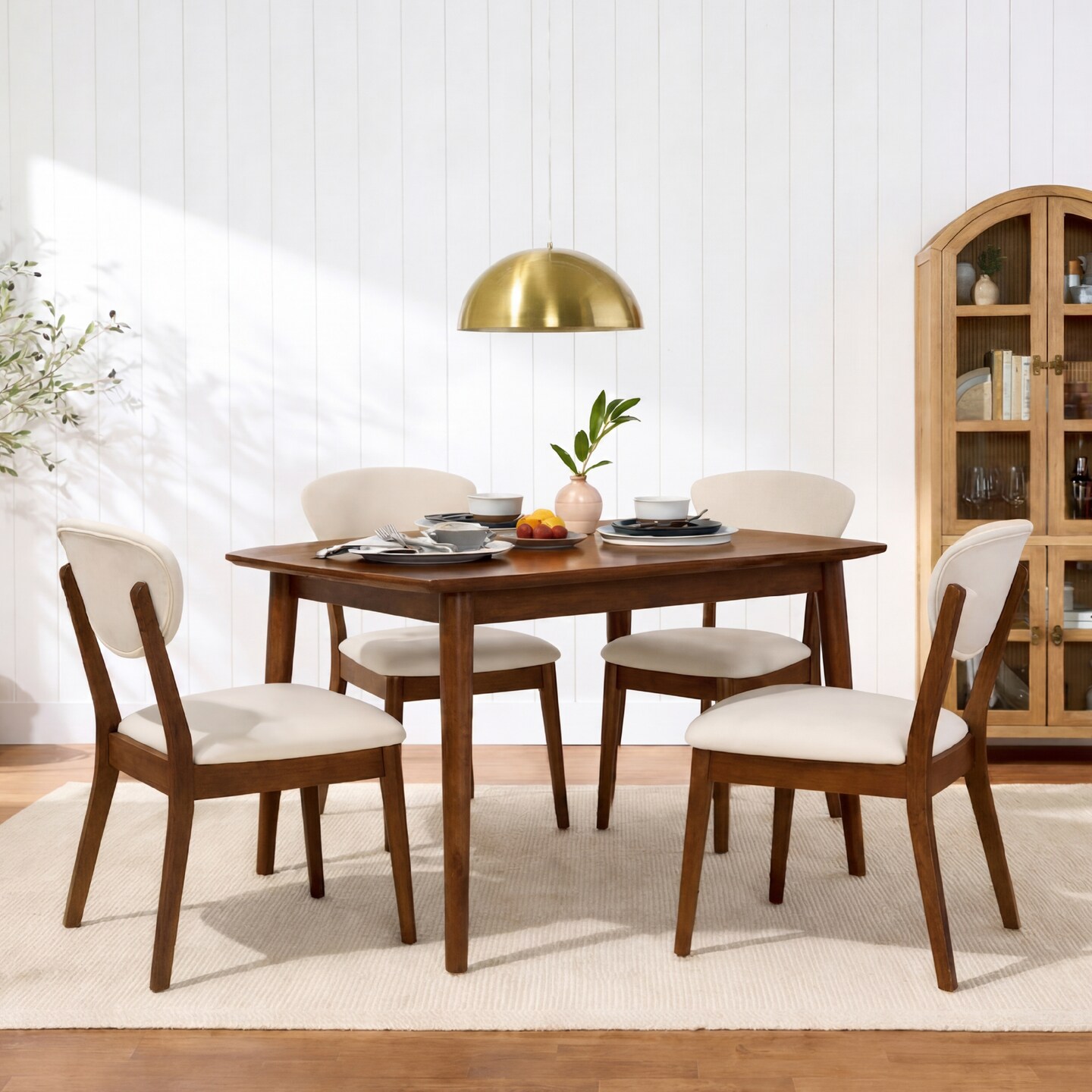 Best Choice Products Set of 4 Wooden Dining Chairs, Wood Modern Farmhouse Upholstered Chairs