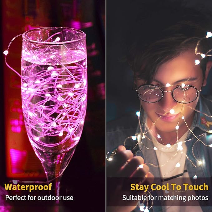 12 Pack Multi Color Led Fairy Lights Battery Operated String Lights Waterproof Silver Wire 7 Feet 20 Led Firefly Starry Moon Lights for DIY Wedding Party Bedroom Patio Christmas