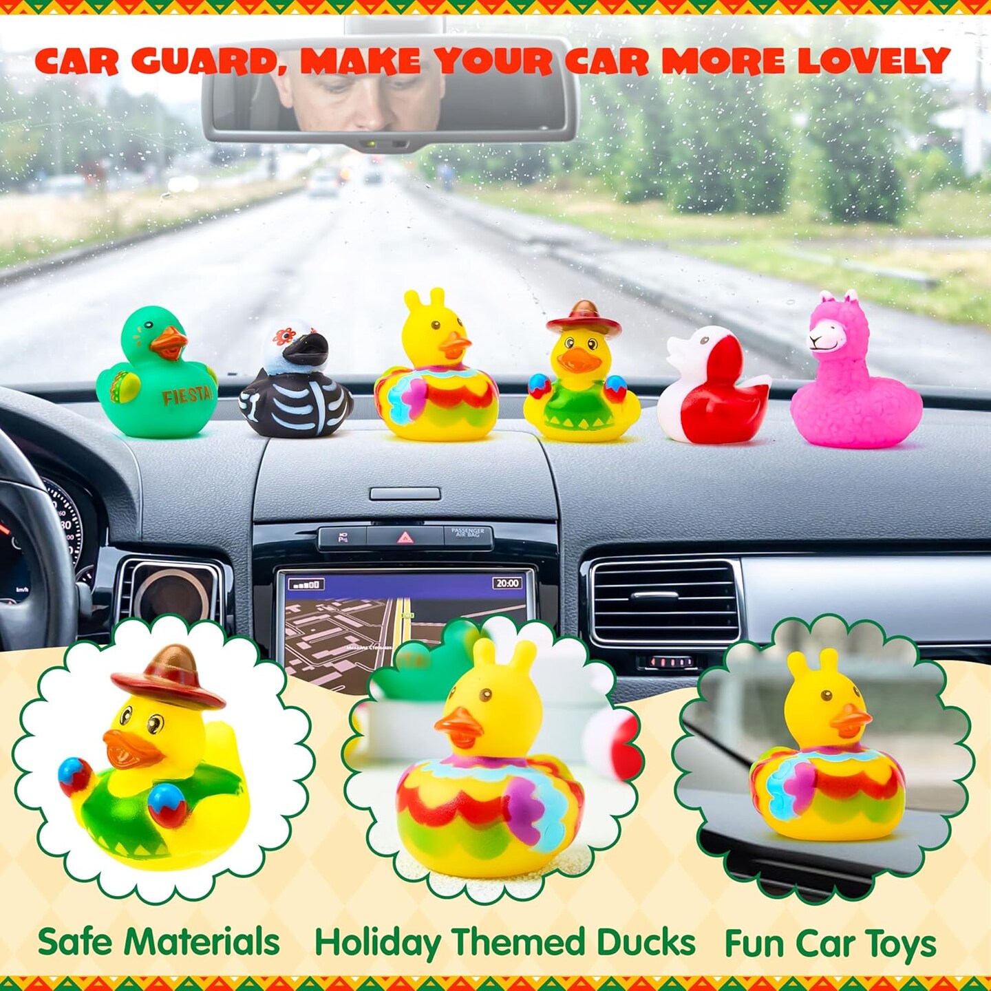 24 Pcs Mexican Fiesta Rubber Ducks – Colorful Maraca Cinco de Mayo Duck Party Favors – Mini Bath Toys for Baby Shower, Gifts, Dress-Up Play & Fiesta Party Decorations – Perfect for Mother's Day Card Making Displays