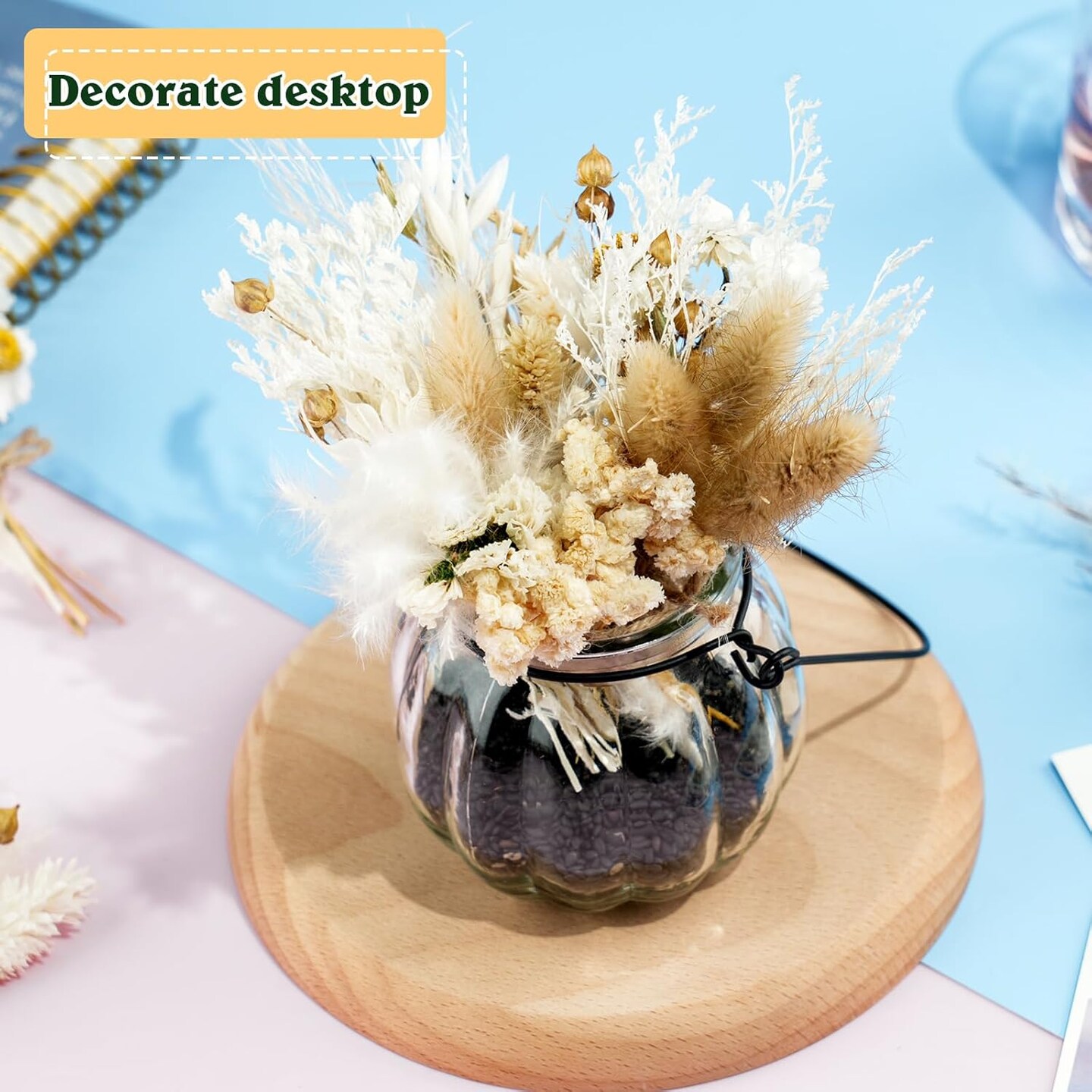 12-Pack Mini Dried Pampas Grass Bouquets – Natural Boho Floral Stems for Crafts, Wedding Centerpieces, Home Décor, Party Decorations, and Vase Arrangements
