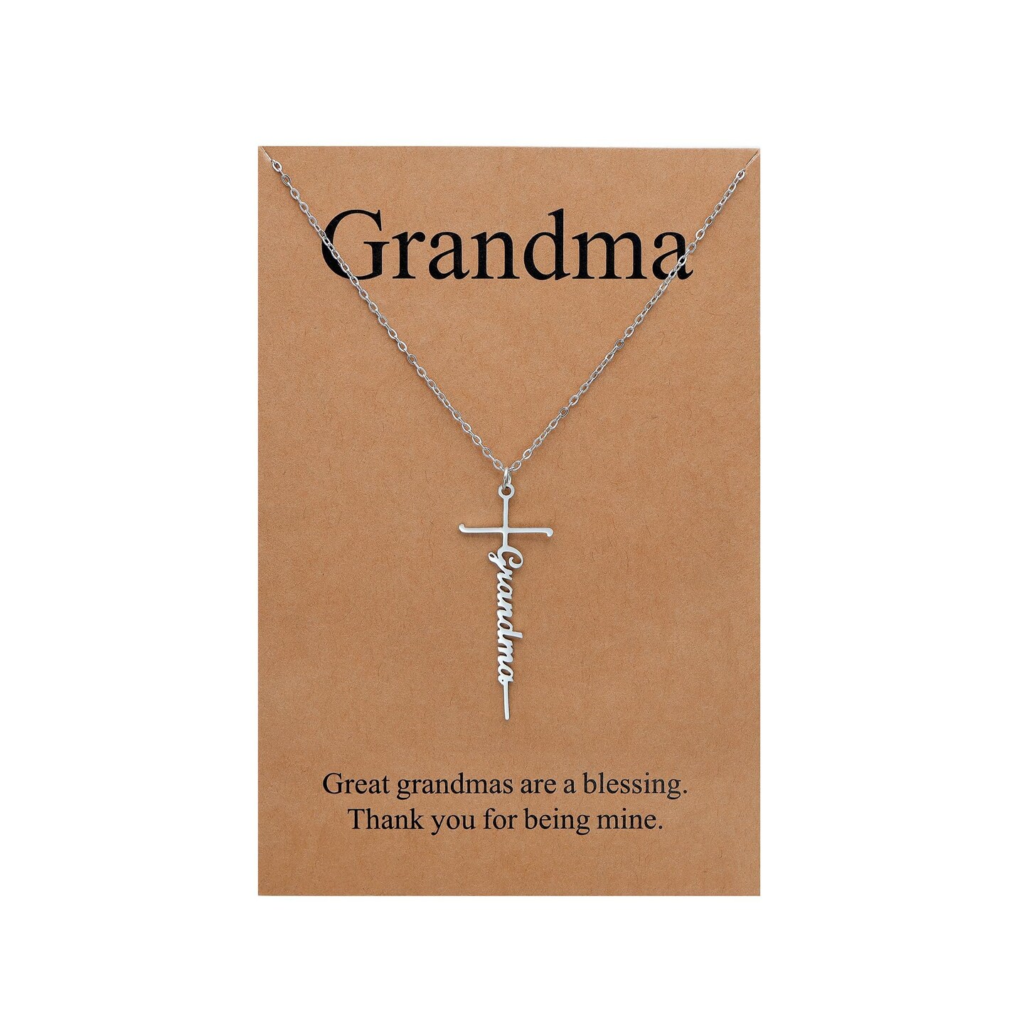 Grandma Gifts from Granddaughter - Grandma Cross Necklace for Women, Religious Birthday Mother's Day Gifts Necklace for Mom Women