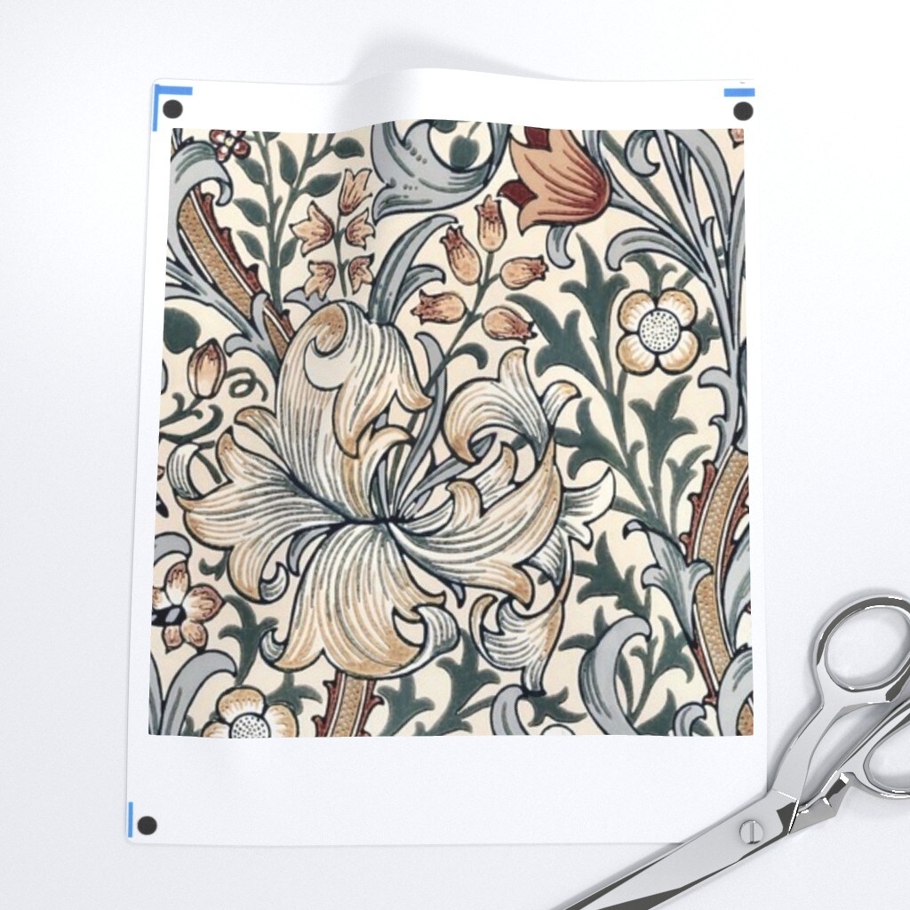 Art Nouveau William Morris Vintage Arts And Crafts Golden Lily Summer Floral Botanical Antique Grandmillennial Preppy Traditional Classic Custom Printed Fabric by Spoonflower Various Fabrics by the Yard or Fat Quarter
