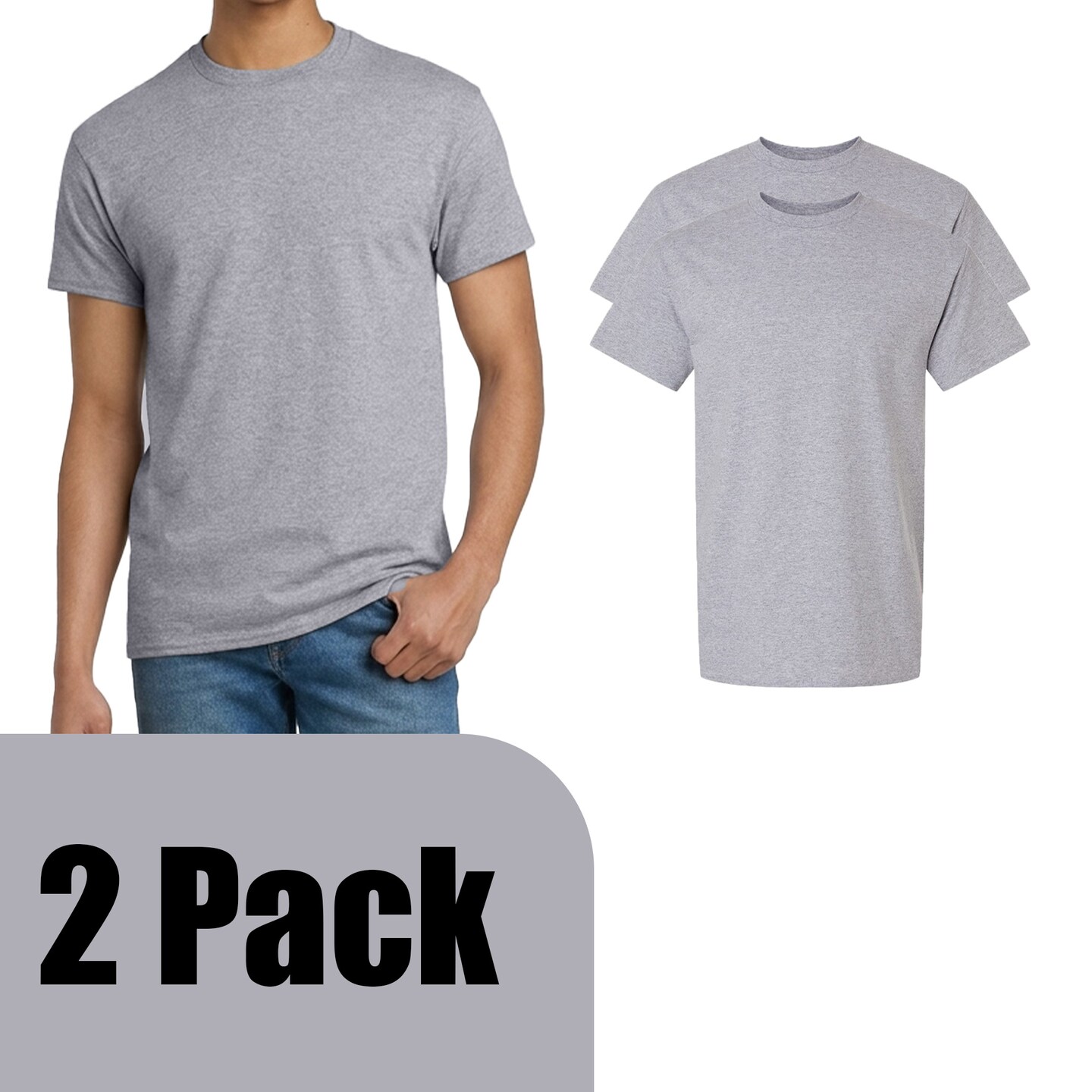 Gildan Men's Ultra Cotton Short Sleeve T-Shirt, Craft Bundle for DIY Printing, Sport Grey, 2-14 Pack