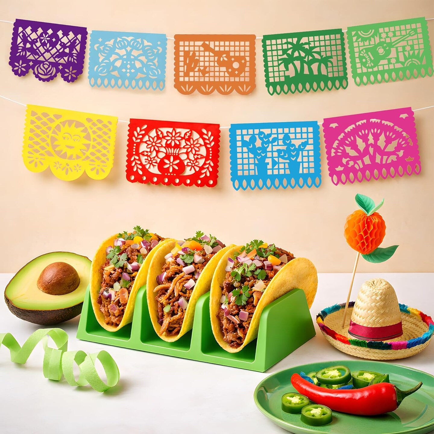 Cinco De Mayo Papel Picado Banner – 18FT Mexican Fiesta Hanging Streamer Flag with Colorful Cutout Designs for Party Backdrop & Decorations