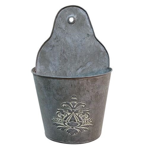 Galvanized Metal Wall Hanging Bucket 11 Inch Embossed Storage Organizer Set of 3