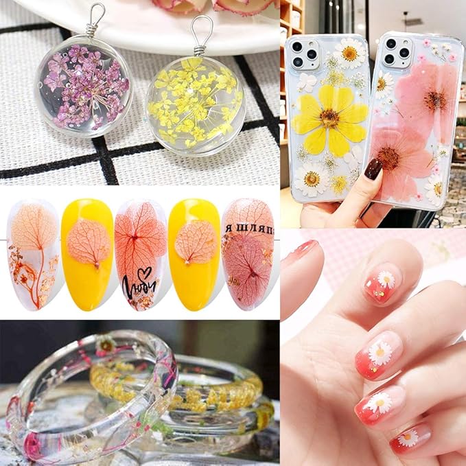 100pcs Natural Dried Pressed Flowers for Resin Molds – Colorful Real Daisy Flowers for Resin Jewelry, Nail Art & Pendants – Dried Botanicals with Tweezers – Floral Craft DIY Accessories for Scrapbooking, Candle Making & 2026 Wedding Keepsakes
