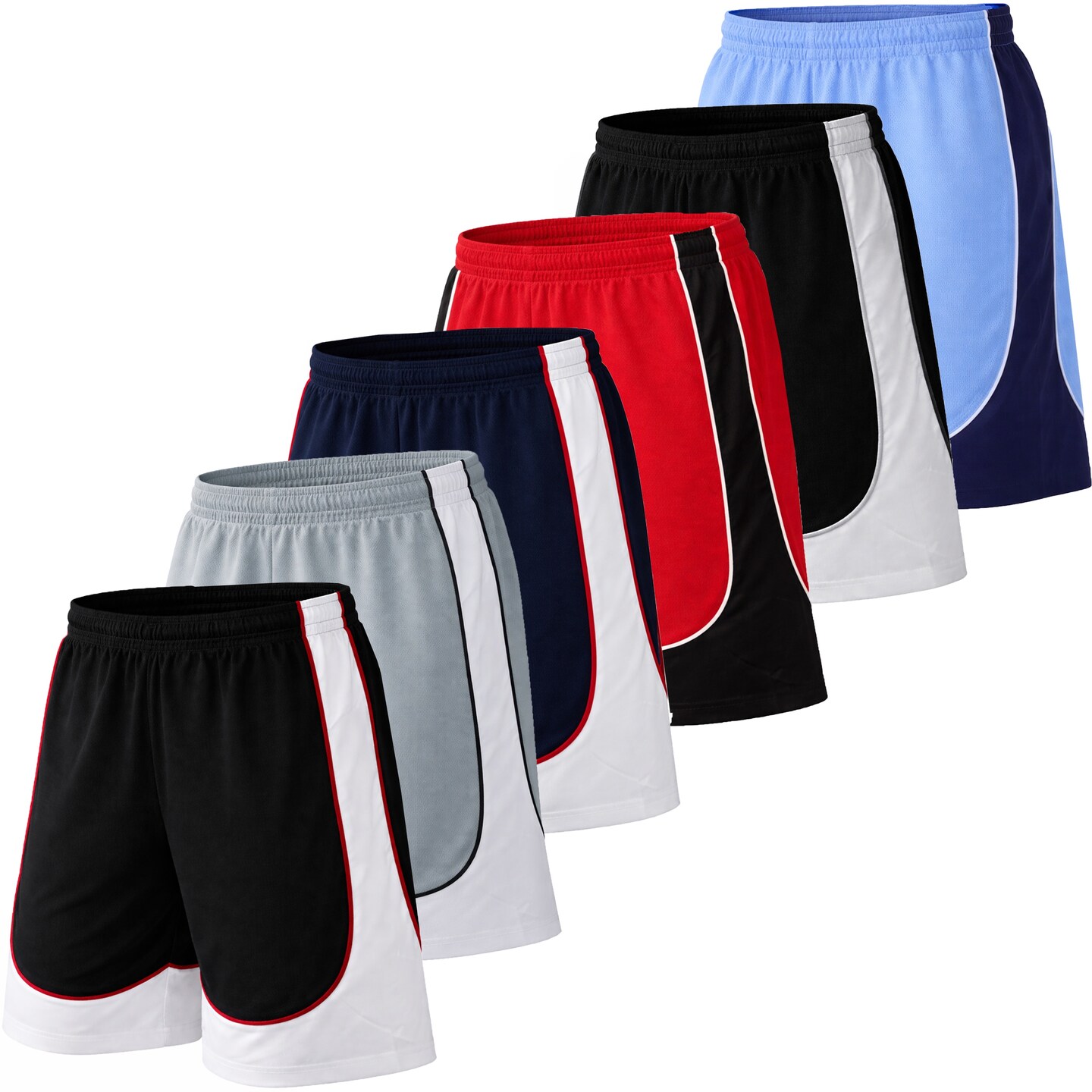 Men's 5-Pack Lightweight Breathable Moisture Wicking Mesh Shorts