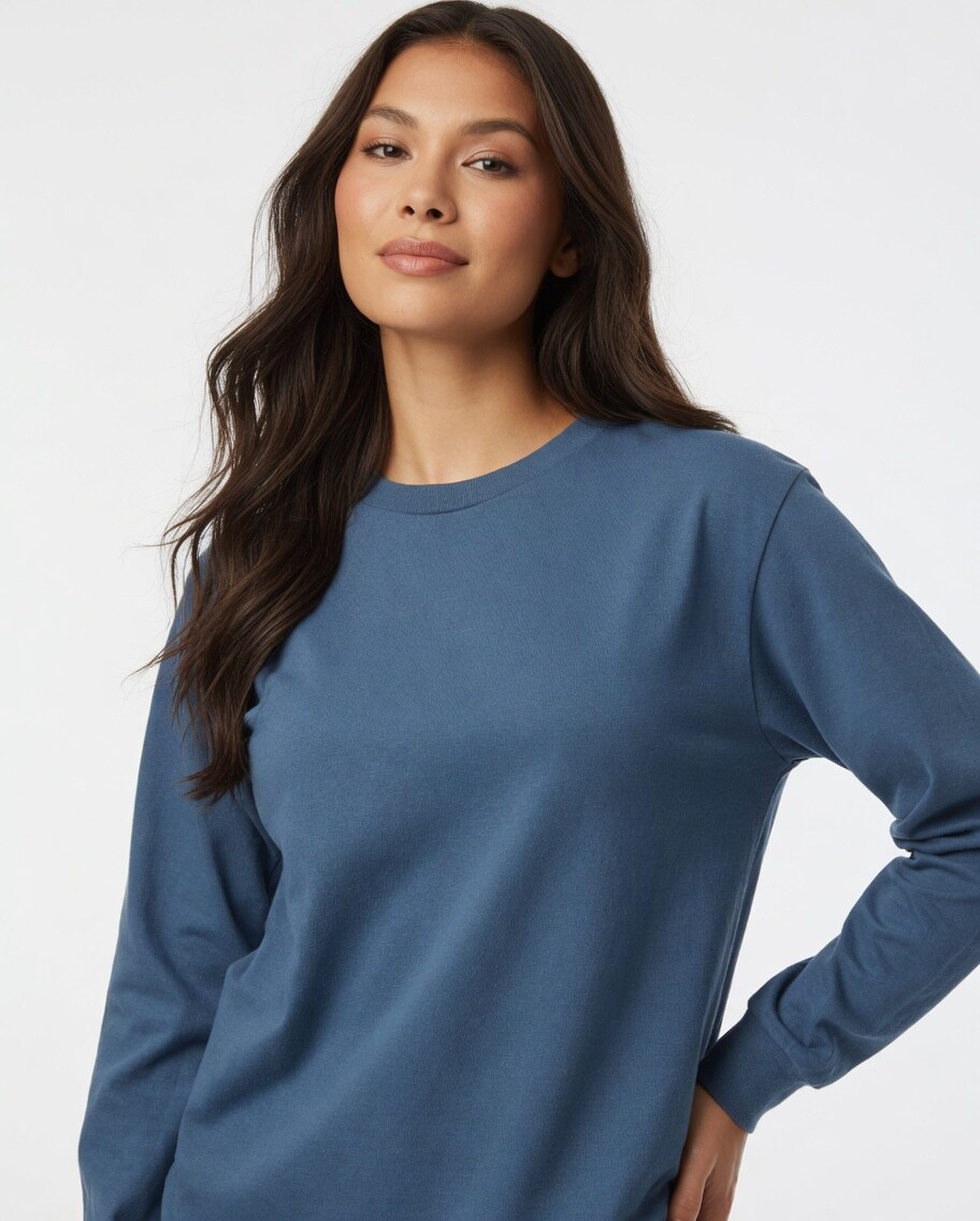 Gildan Heavy Cotton Long Sleeve Crewneck T-Shirt for Layering & Custom Printing 100% U.S. Cotton Tee