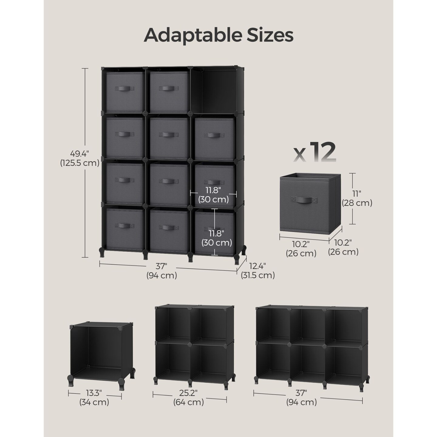 Customizable Interlocking Storage Rack with Metal Frame, Expandable Modular Design for Home Organization, Closet, Room, and Living Space Solutions