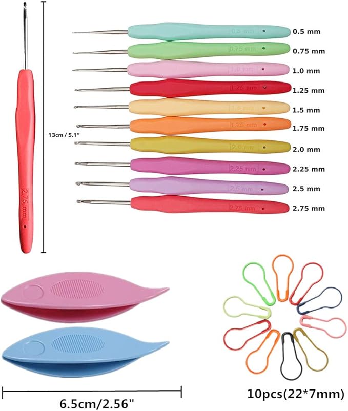 15 Crochet Thread Balls & 10 Lace Crochet Hooks with Storage Bag, 100% Cotton Thread with 2 Tatting Shutters Tools