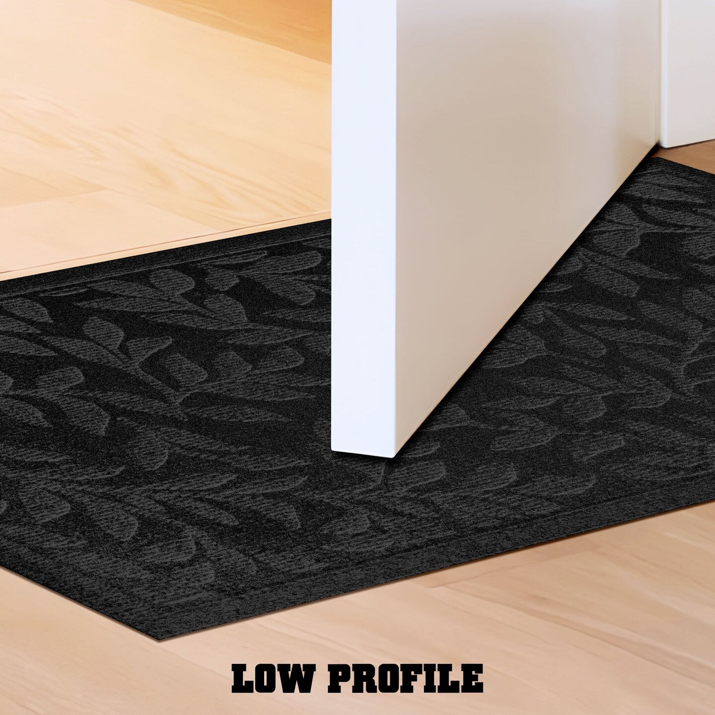 G128 Front Door Mat 29.5x17 Inch, Sturdy Door Mats for Home Entrance Outdoor Indoor, Non-Slip Rubber Backing Low Profile Mat, All Season Easy Clean Welcome Entryway Rug, Black Leaves