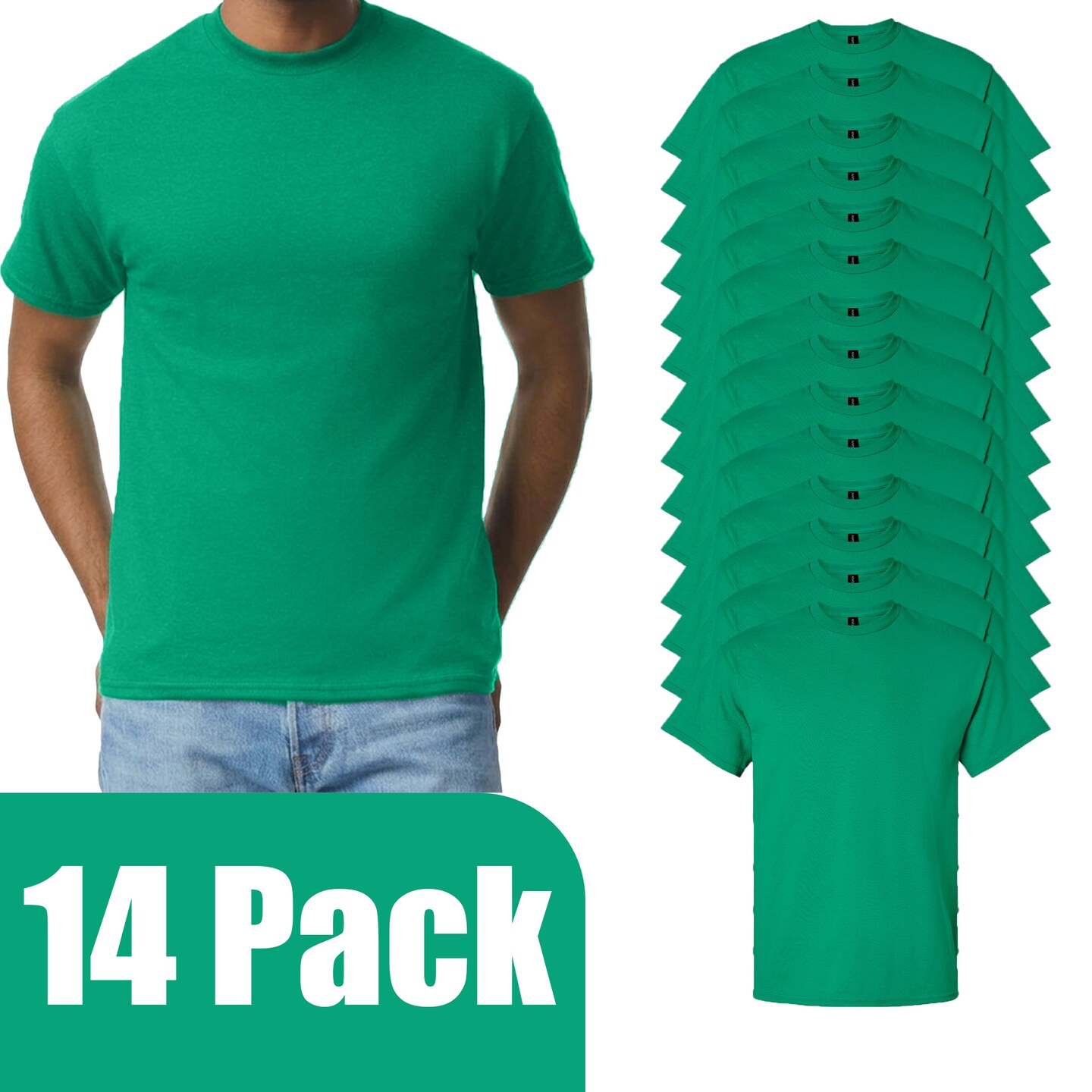 Gildan Men's Ultra Cotton Blank T-Shirt for Vinyl & HTV Projects, Kelly Crewneck Classic Fit Tee S-5XL